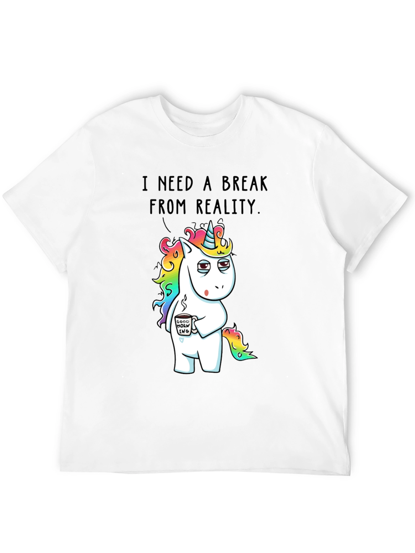 Black Funny Unicorn 'Break From Reality' Graphic T-Shirt view 12
