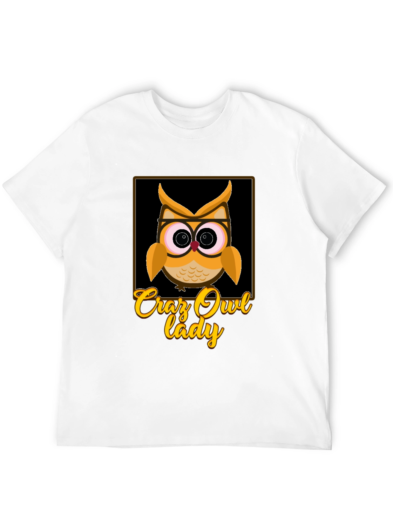 Black Crazy Owl Lady Graphic T-Shirt view 12
