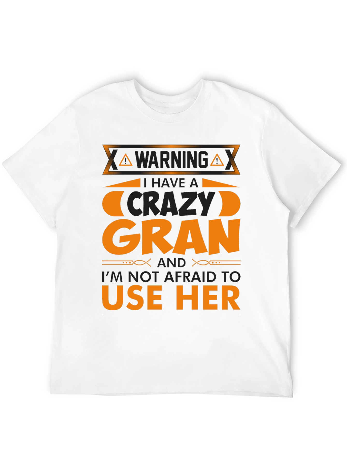 Black Warning Crazy Gran T-Shirt Novelty Graphic Tee view 12