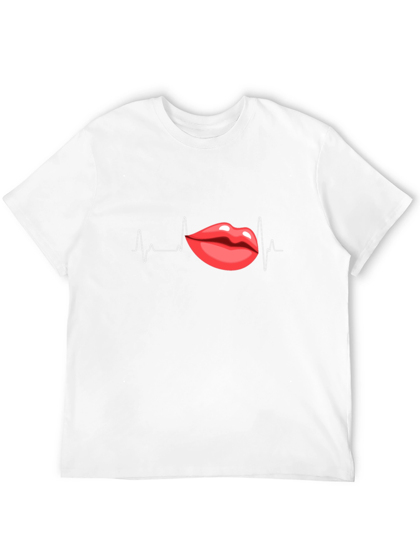 Black Heartbeat Lips Graphic Black T-Shirt view 12