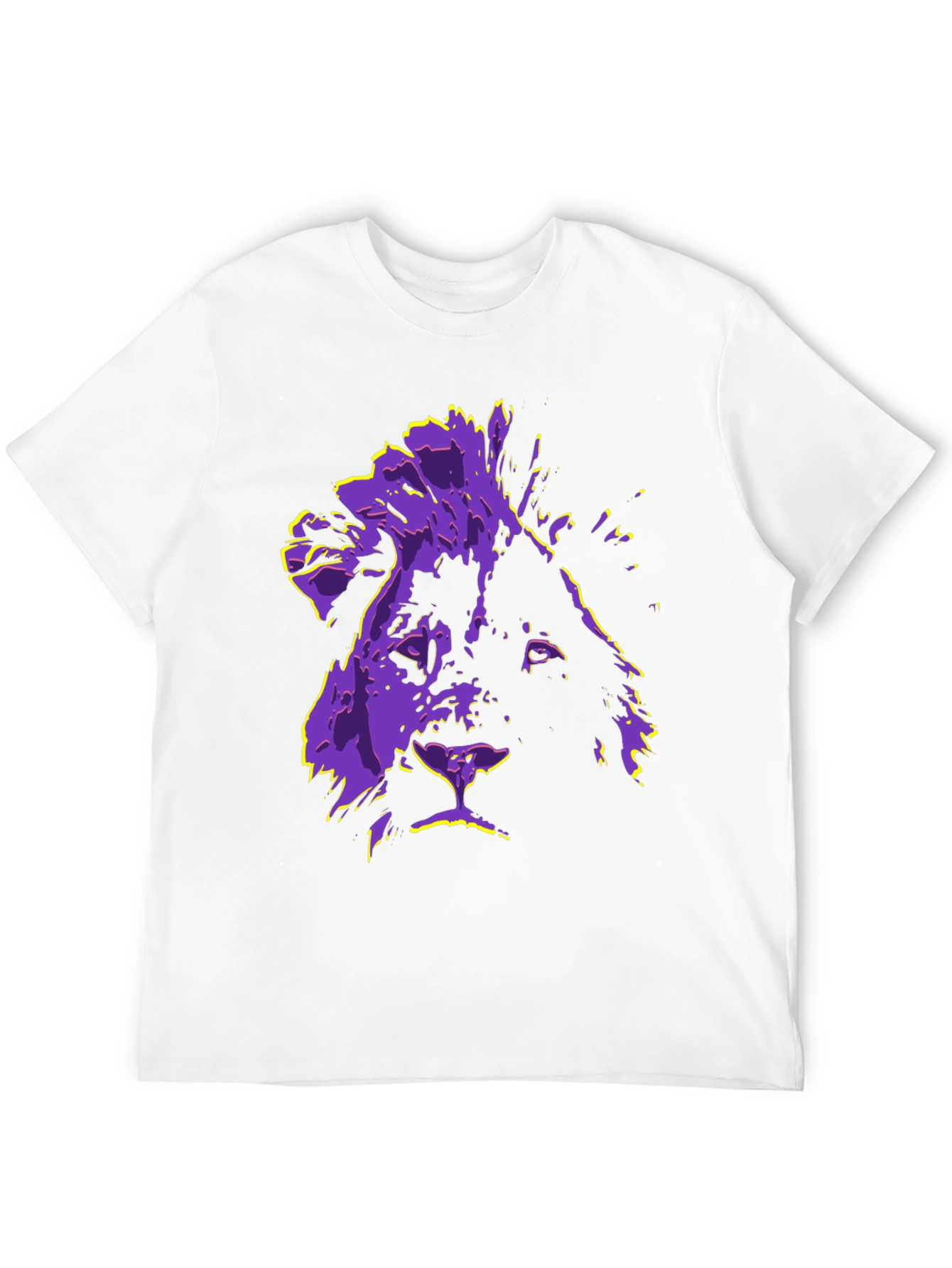 Black Lion Graphic Tee - Purple & Yellow Print T-Shirt view 12