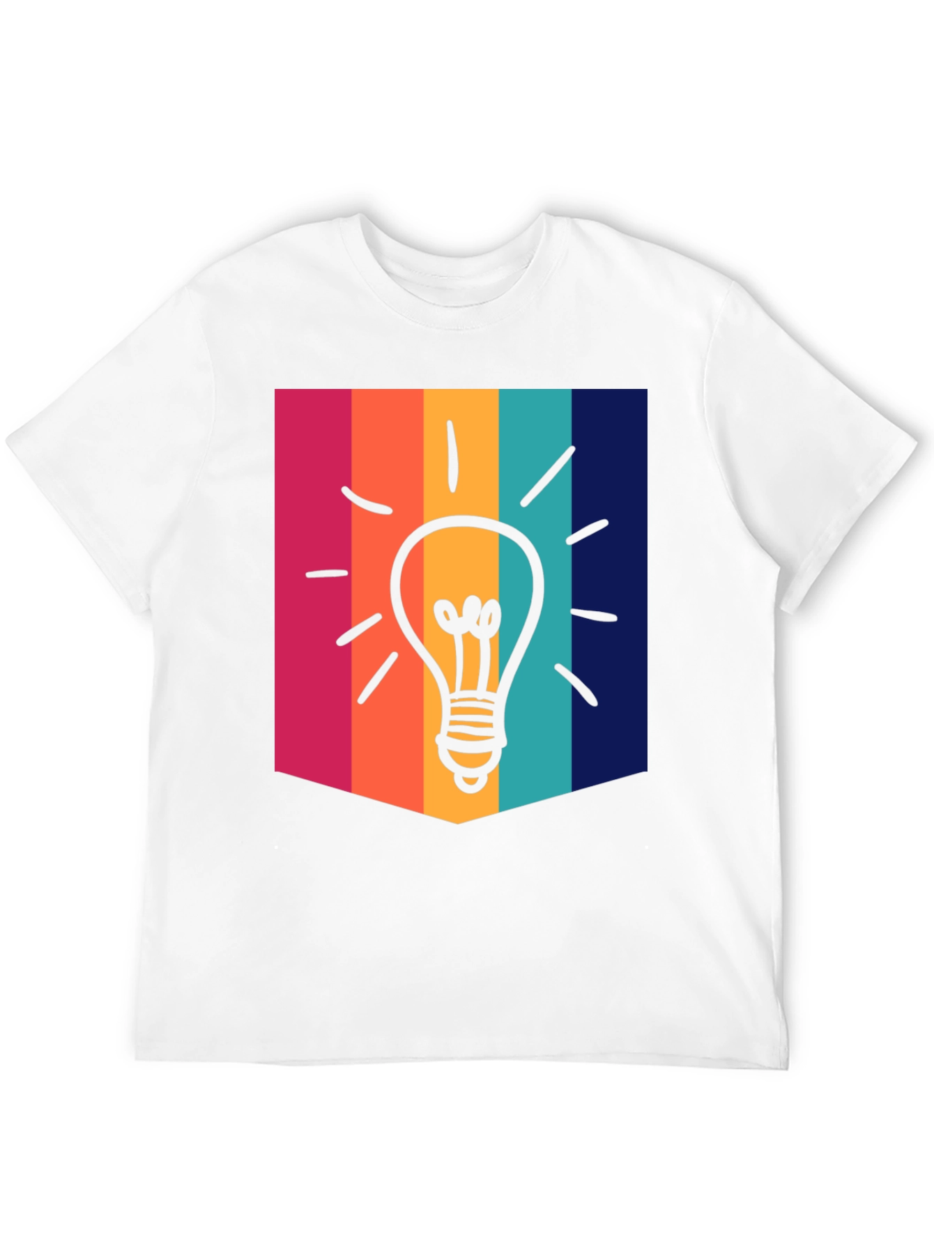 Black Creative Idea Bulb Colorful Stripe T-Shirt view 12