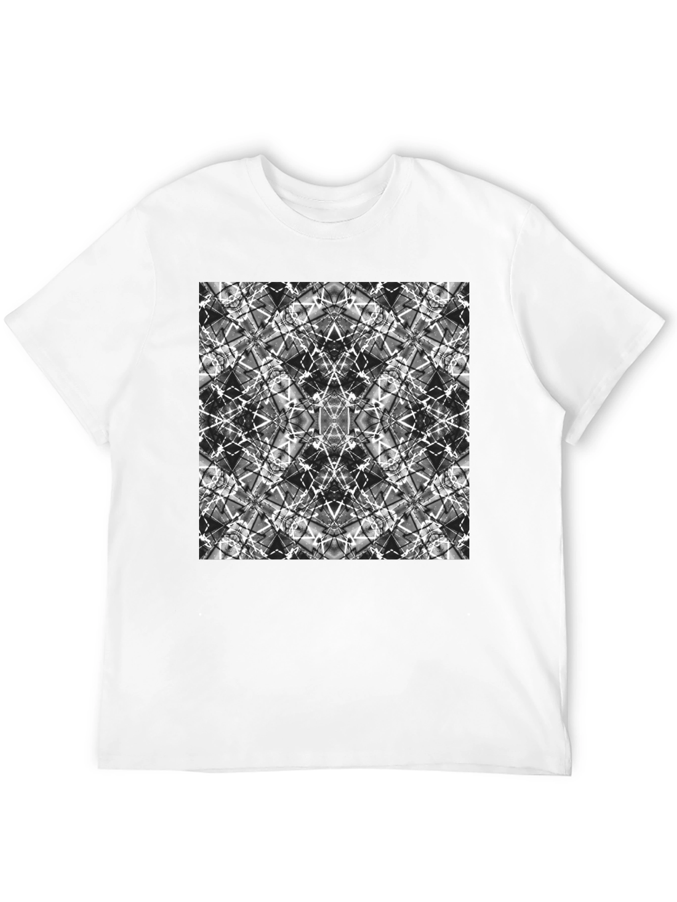 Black Abstract Geometric Print Black T-Shirt view 12