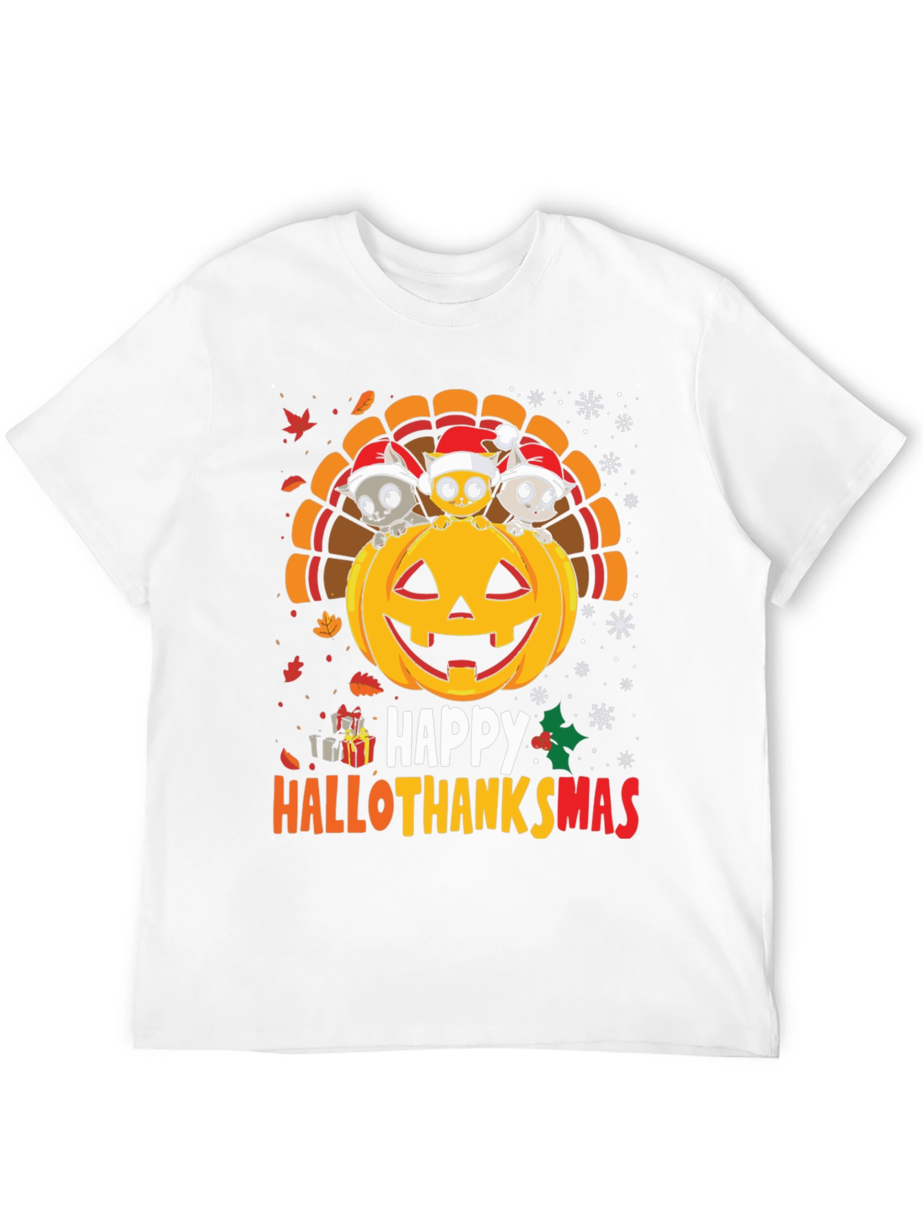 Black Happy Hallothanksmas T-Shirt view 12