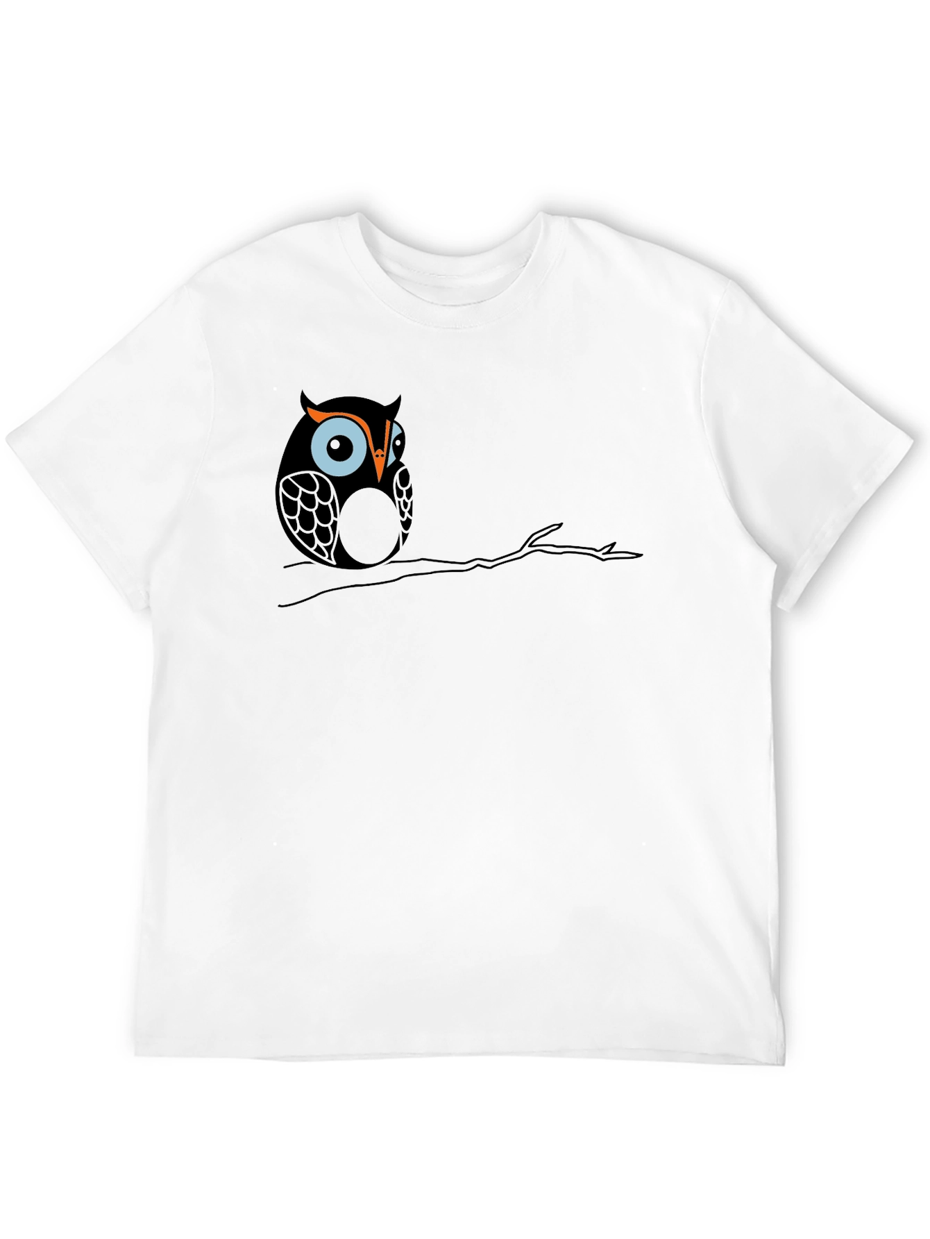 Black Owl on Branch Graphic Tee - Black Cotton T-Shirt view 12