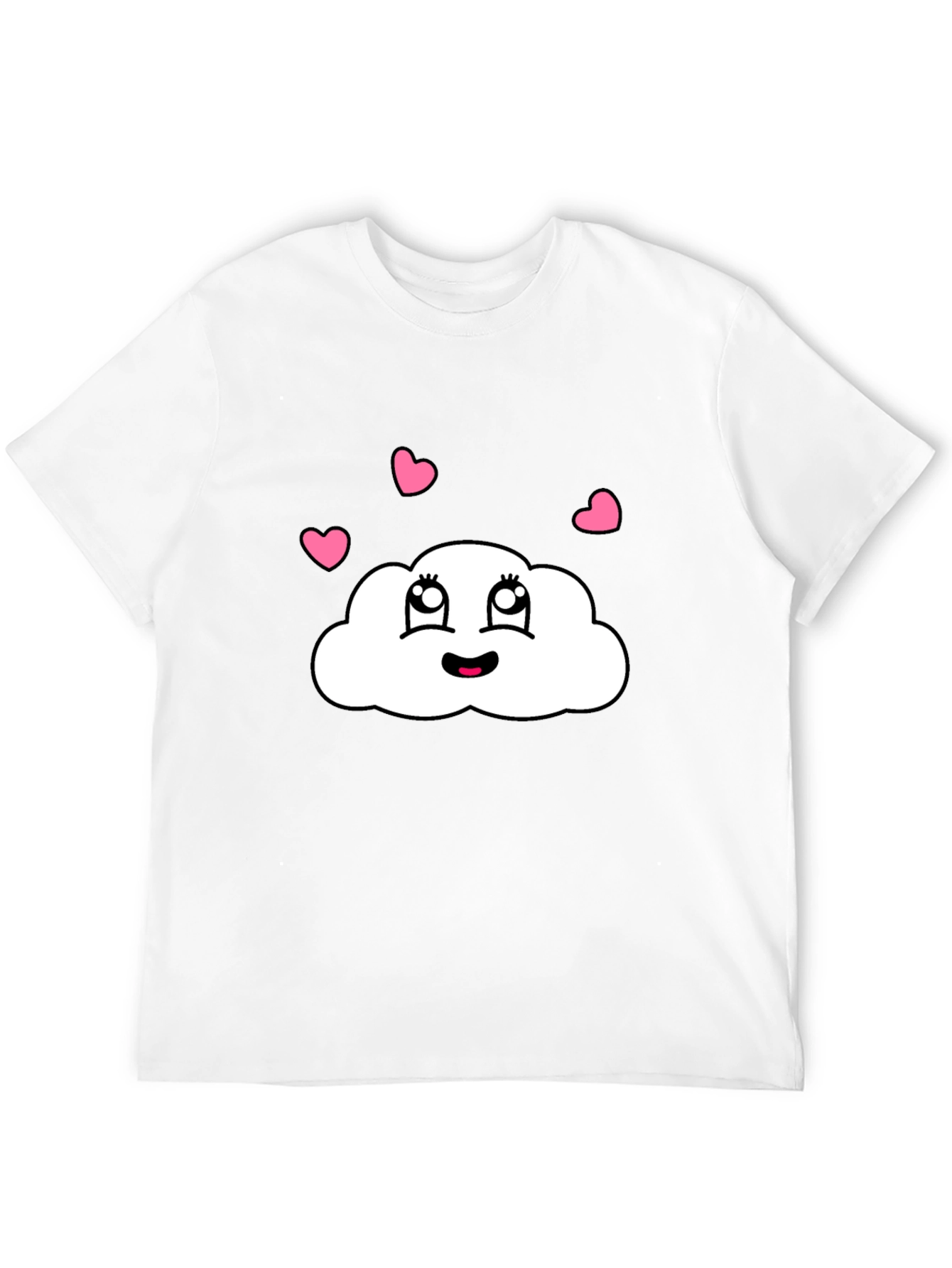 Black Cute Cloud T-Shirt - Black Cotton Tee with Heart Detail view 12