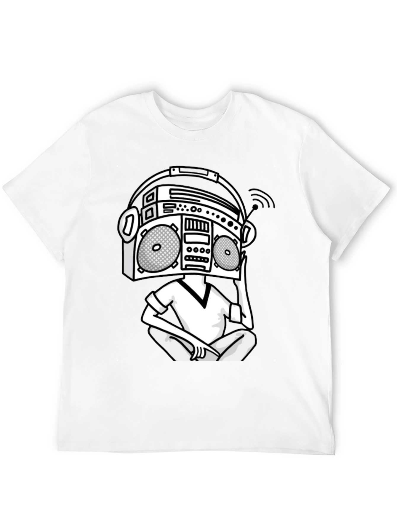 Black Retro Boombox Head T-Shirt - Classic Hip Hop Style view 12