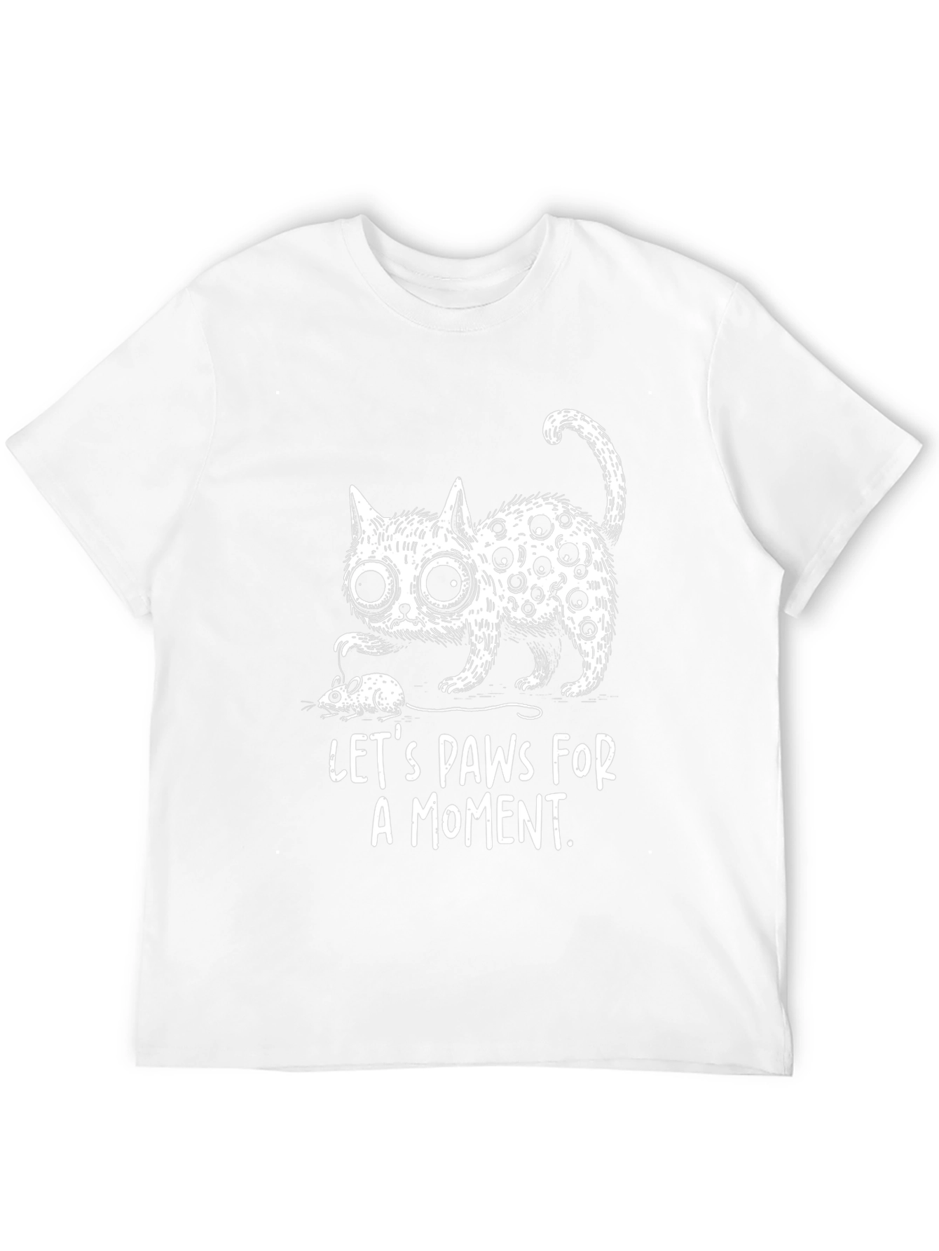 Black Funny Cat Graphic Tee: Let's Paws For A Moment view 12