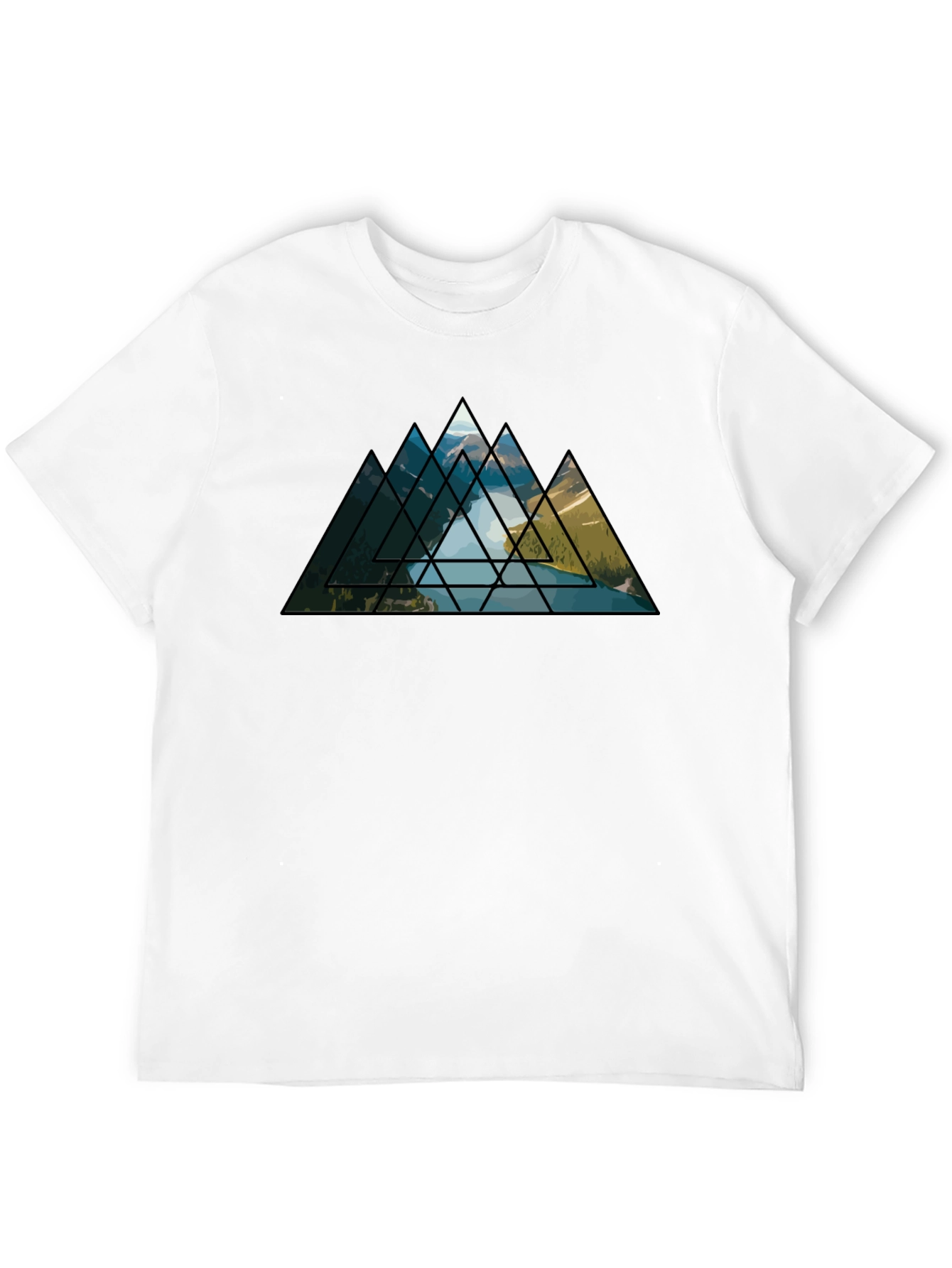 Black Geometric Mountainscape Graphic Tee view 12