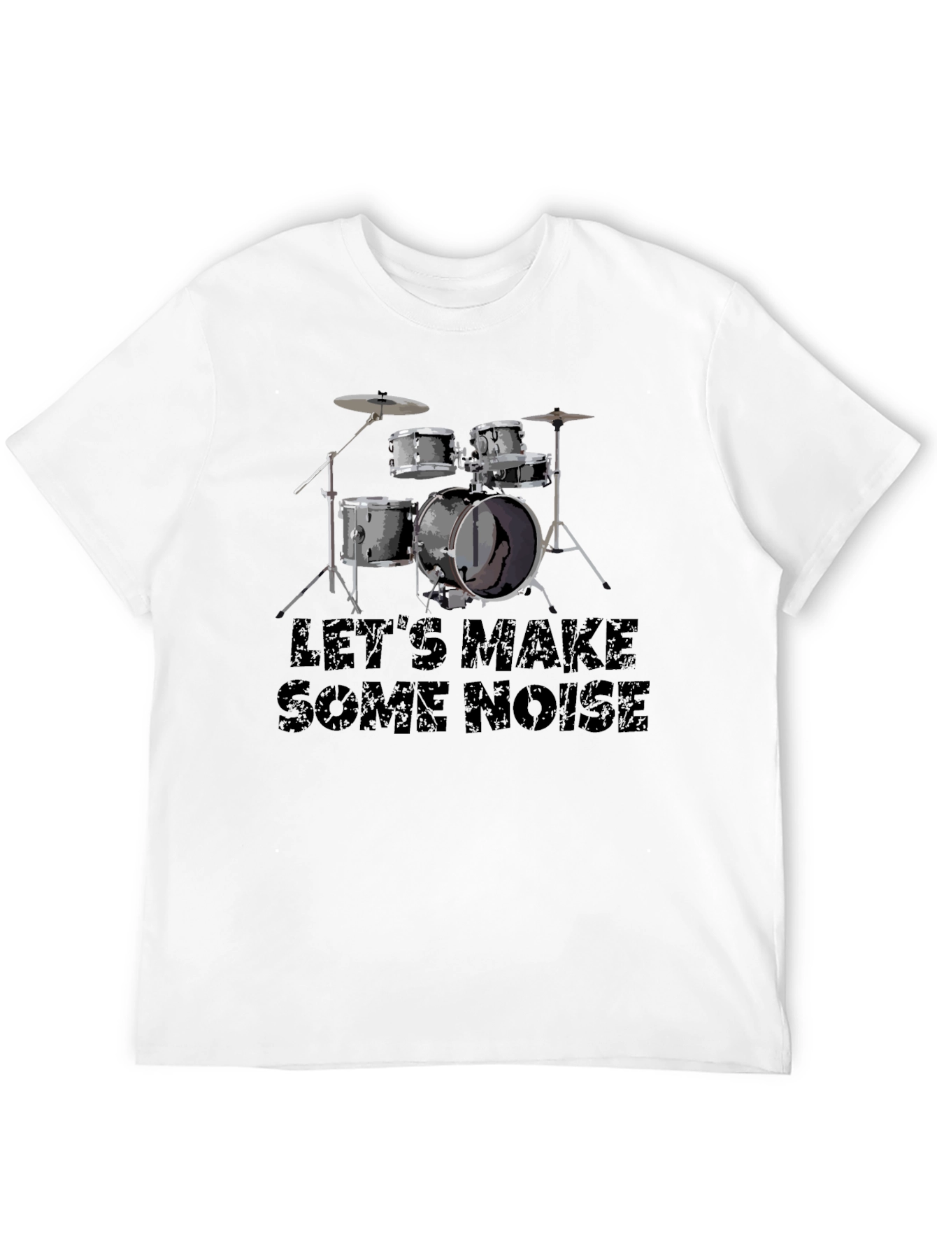 Black Let's Make Some Noise Black Drum Kit T-Shirt view 12