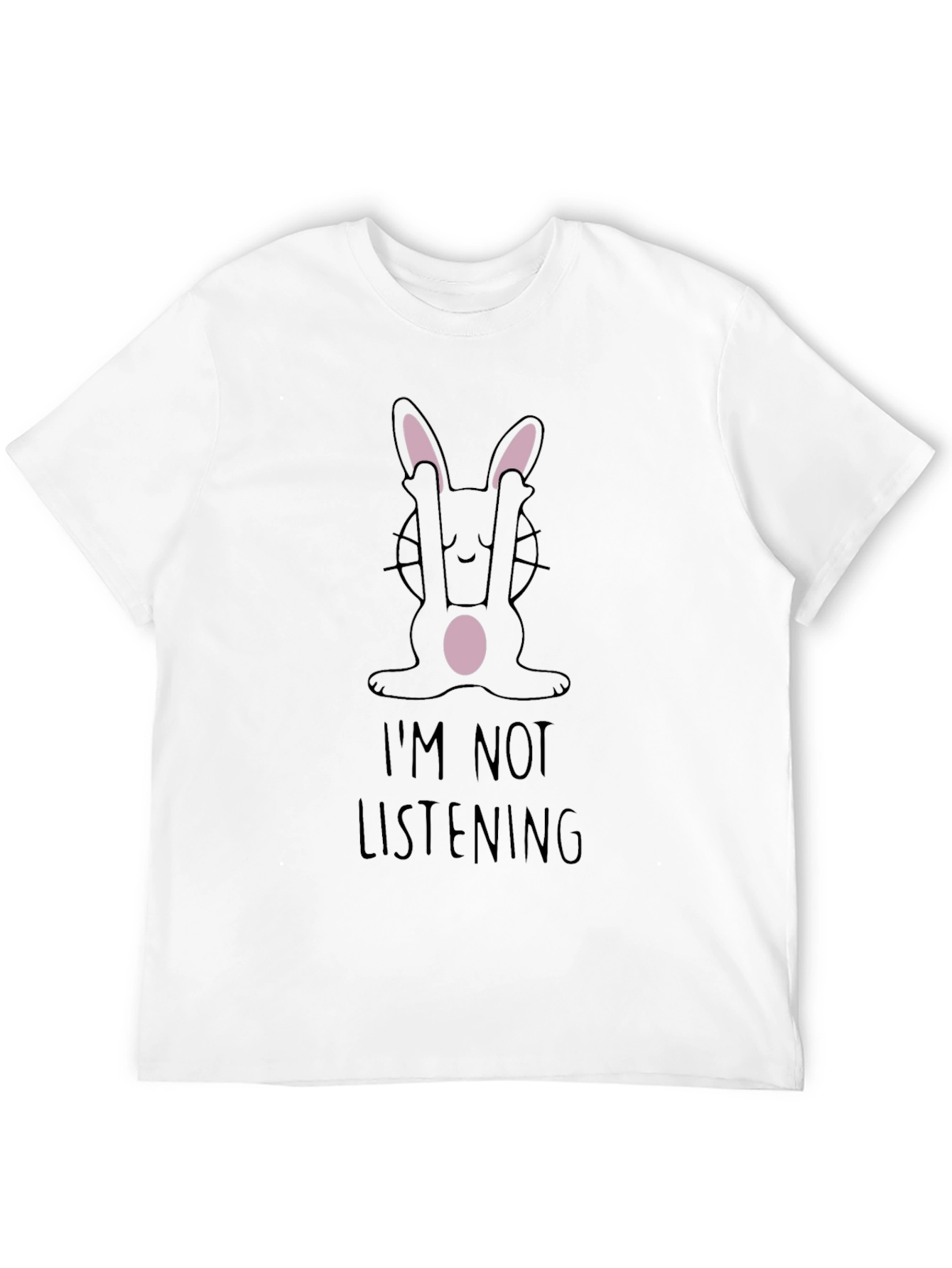 Black I'm Not Listening Bunny Graphic Tee - Black Cotton T-Shirt view 12