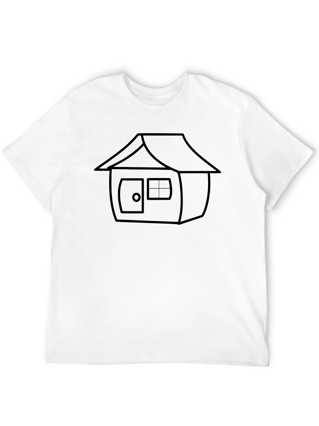 Black Minimalist House Graphic Tee - Black Cotton Blend view 12
