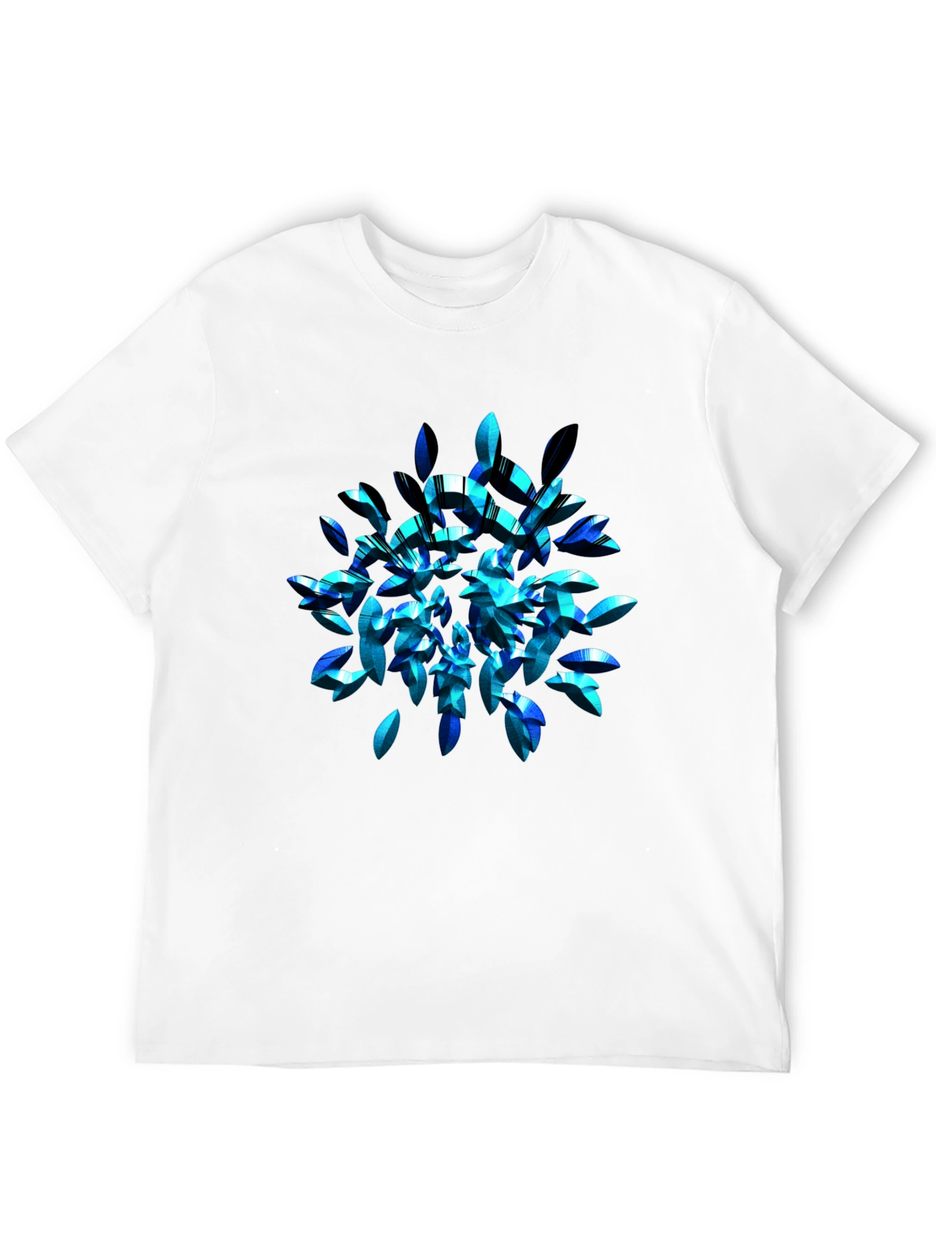 Black Abstract Blue Leaf T-Shirt - Modern Graphic Tee view 12