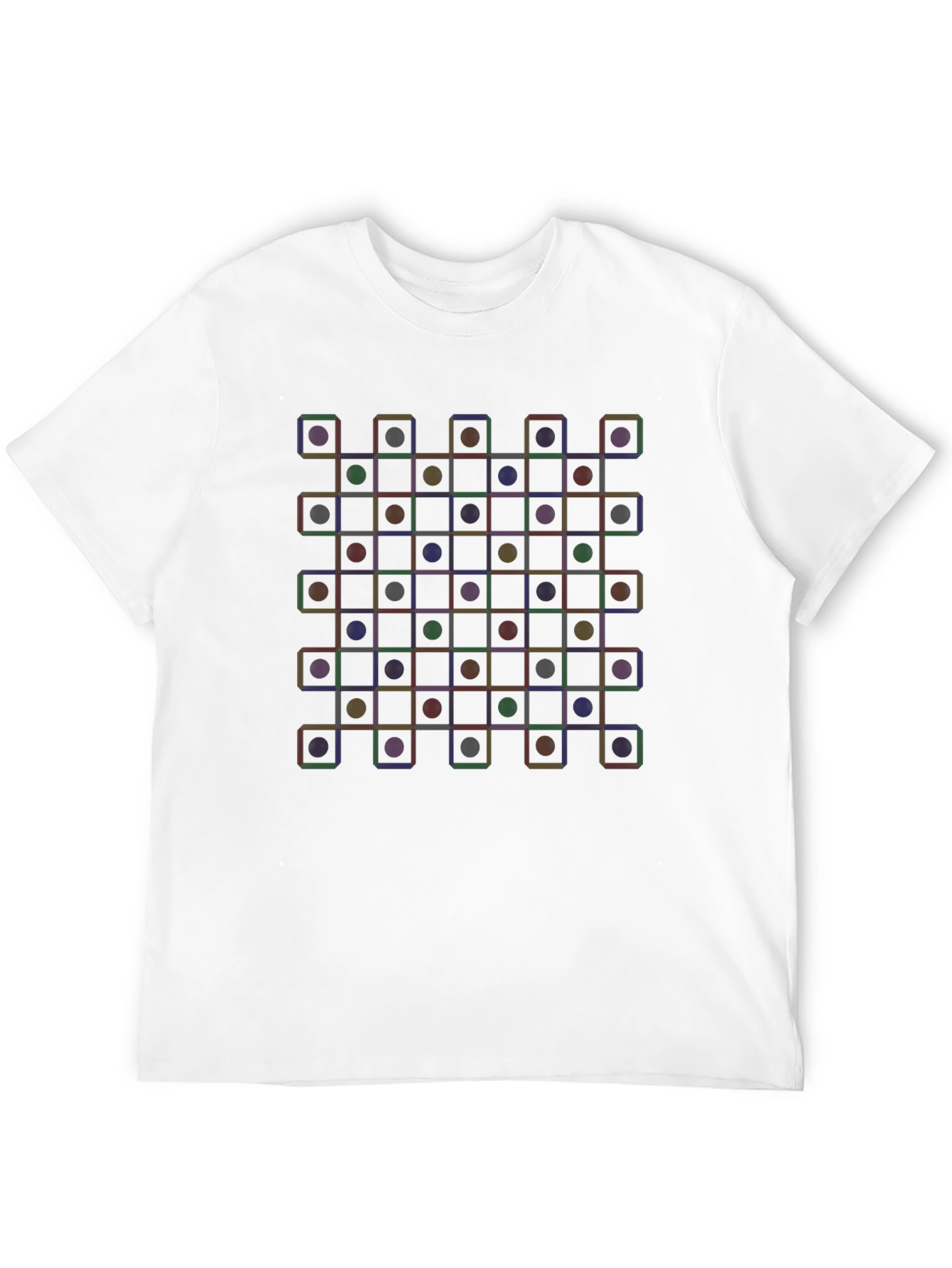 Black Geometric Circle & Square Grid T-Shirt - Modern Abstract Tee view 12