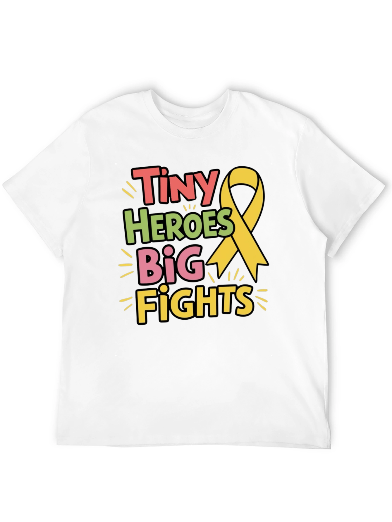 Black Tiny Heroes Big Fights T-Shirt - Childhood Cancer Awareness view 12