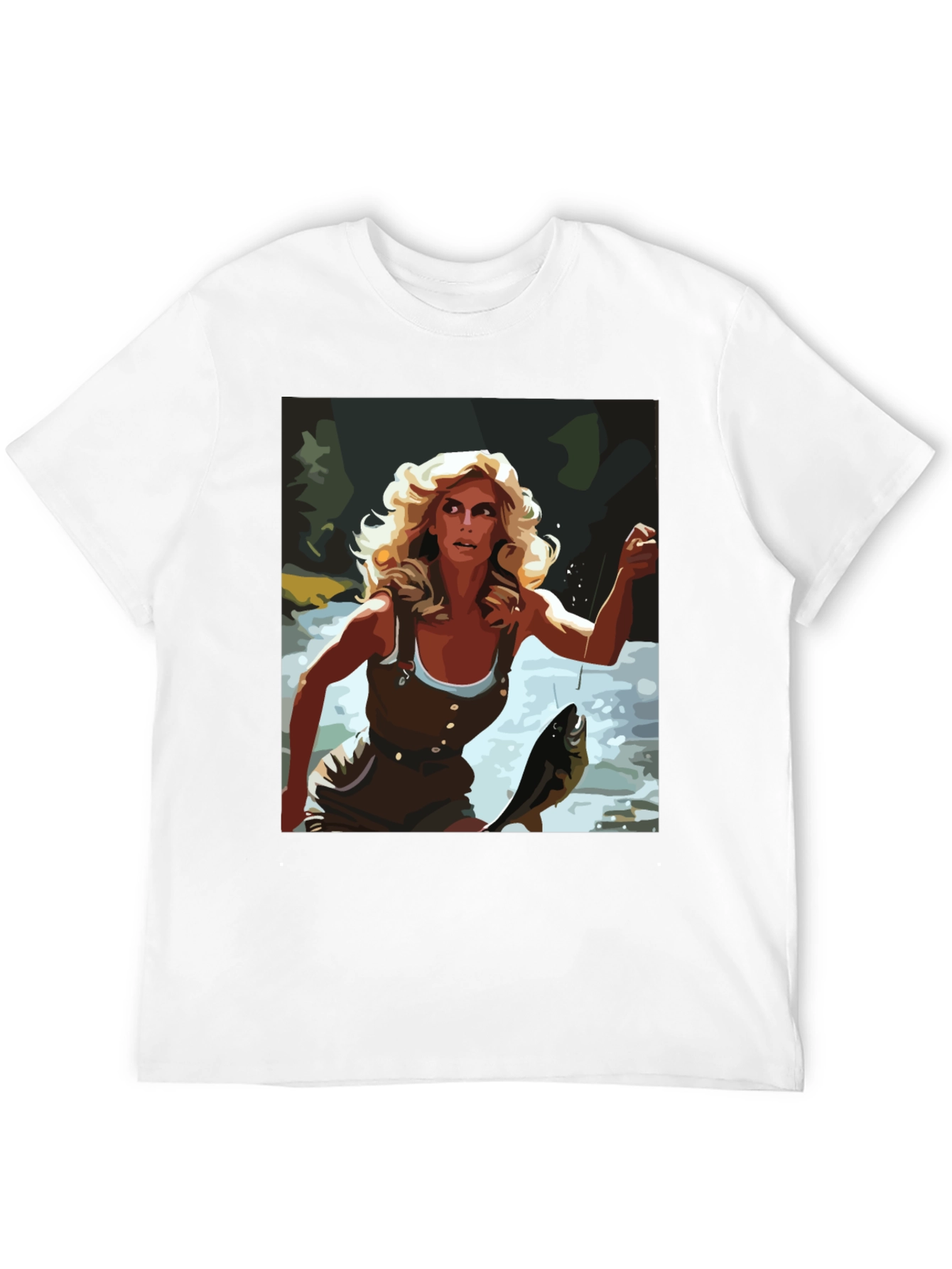 Black Fishing Woman Graphic Tee - Black Casual Shirt view 12