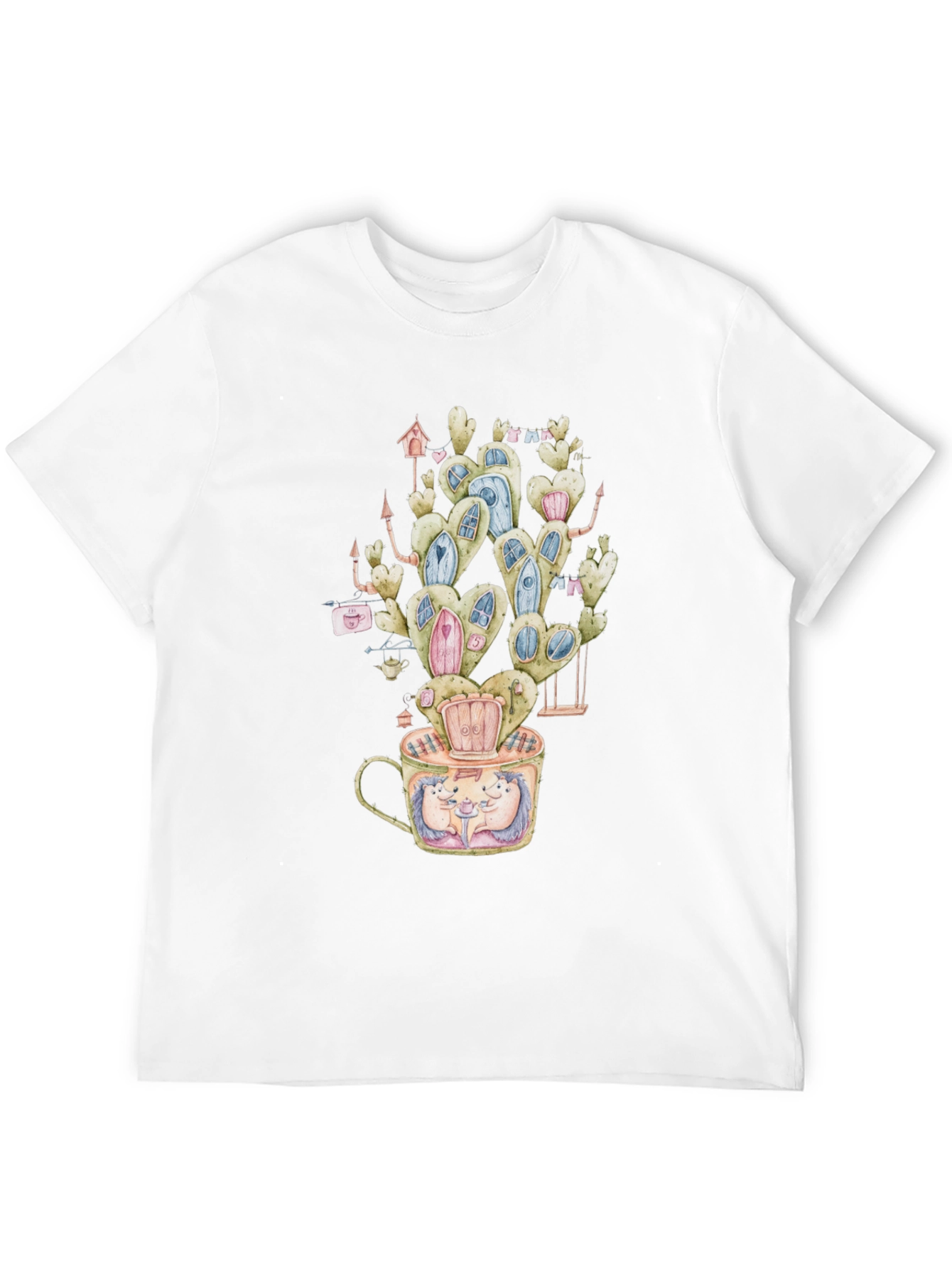 Black Whimsical Hedgehog Cactus Tee view 12