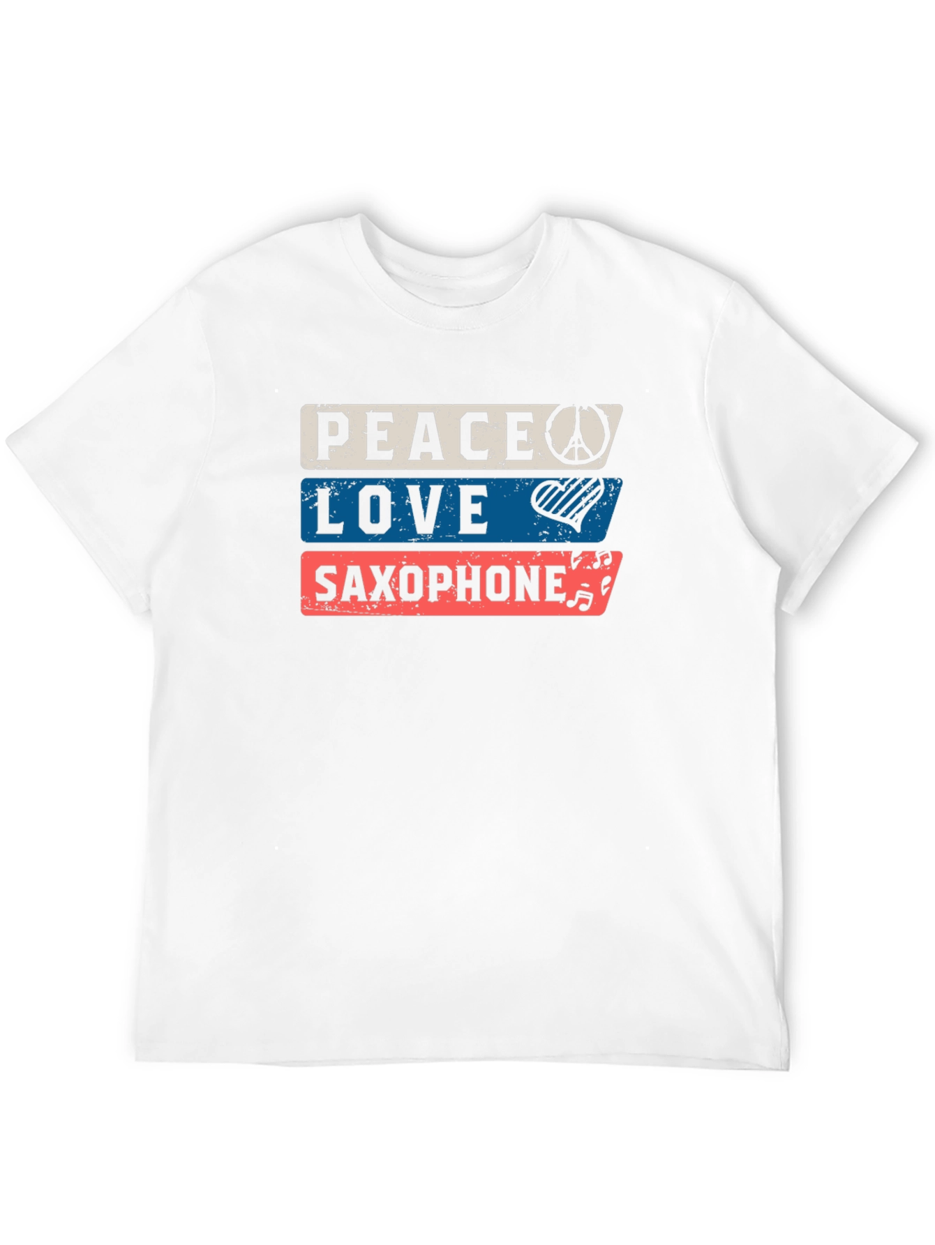 Black Peace Love Saxophone Graphic Tee view 12