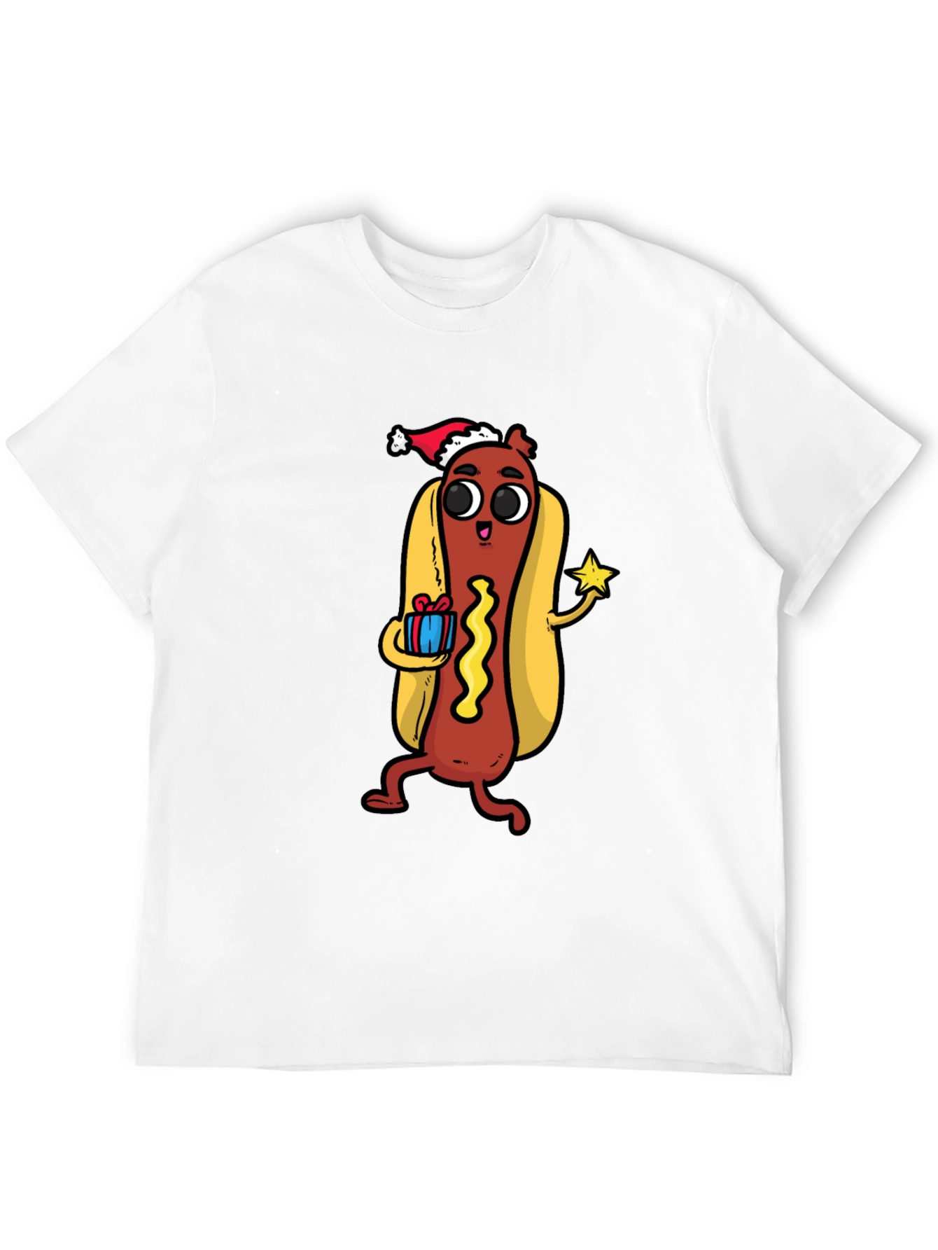 Black Festive Hot Dog Graphic Tee - Holiday Fun! view 12