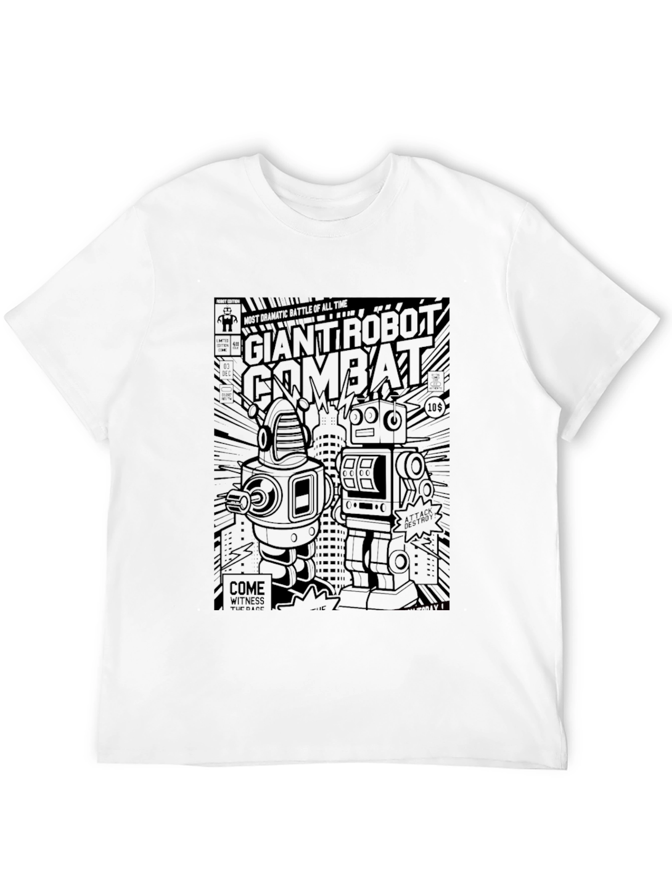 Black Giant Robot Combat T-Shirt view 12