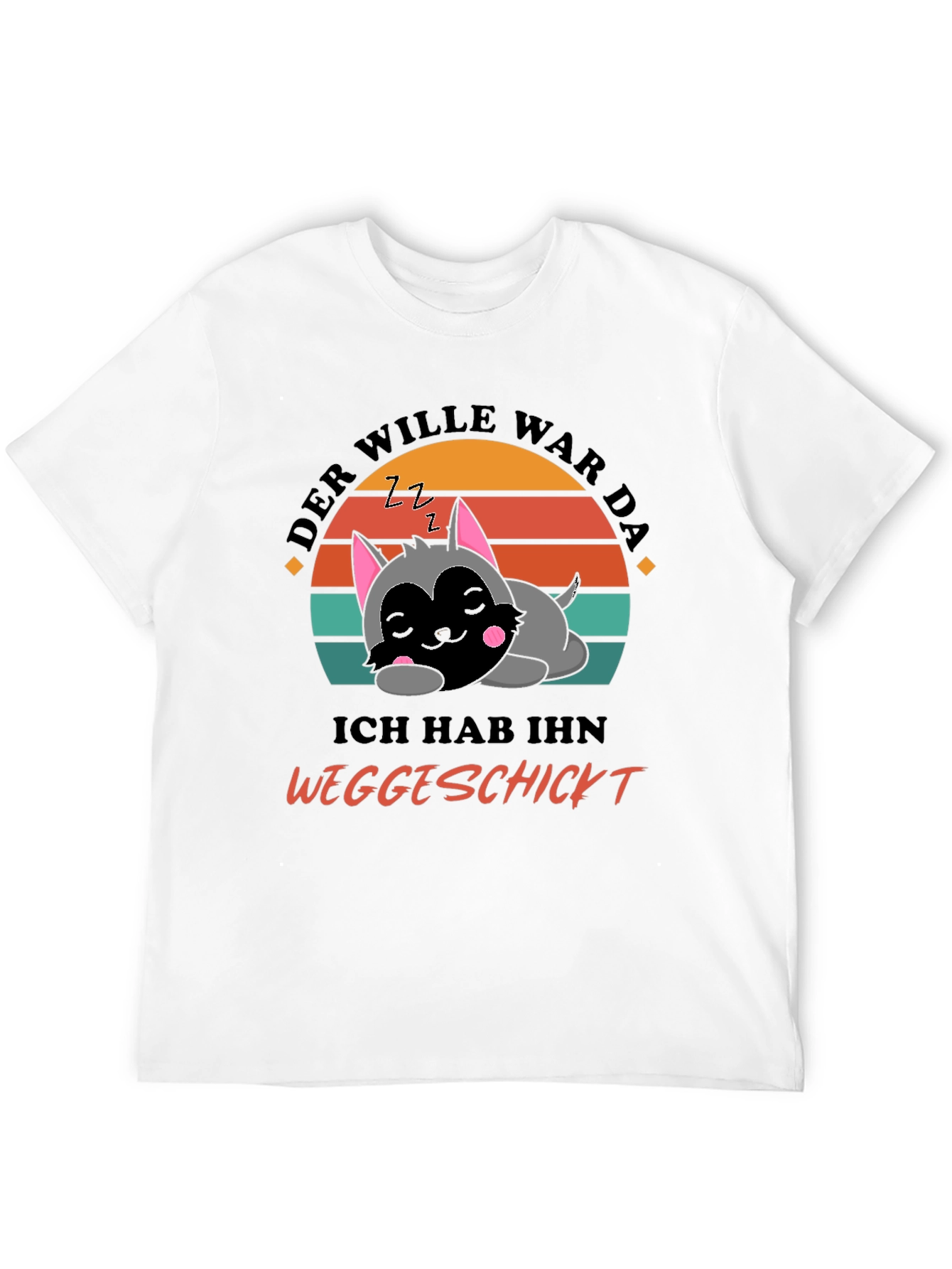 Black Funny Sleeping Cat T-Shirt view 12