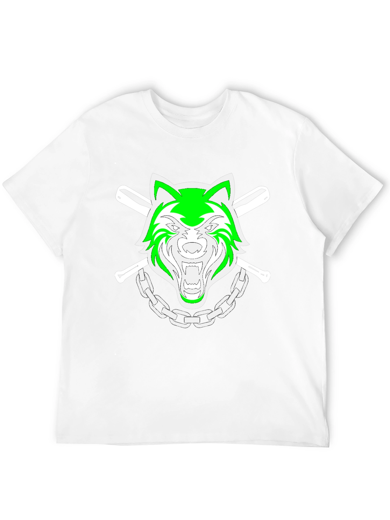 Black Green Wolf Graphic Black T-Shirt view 12
