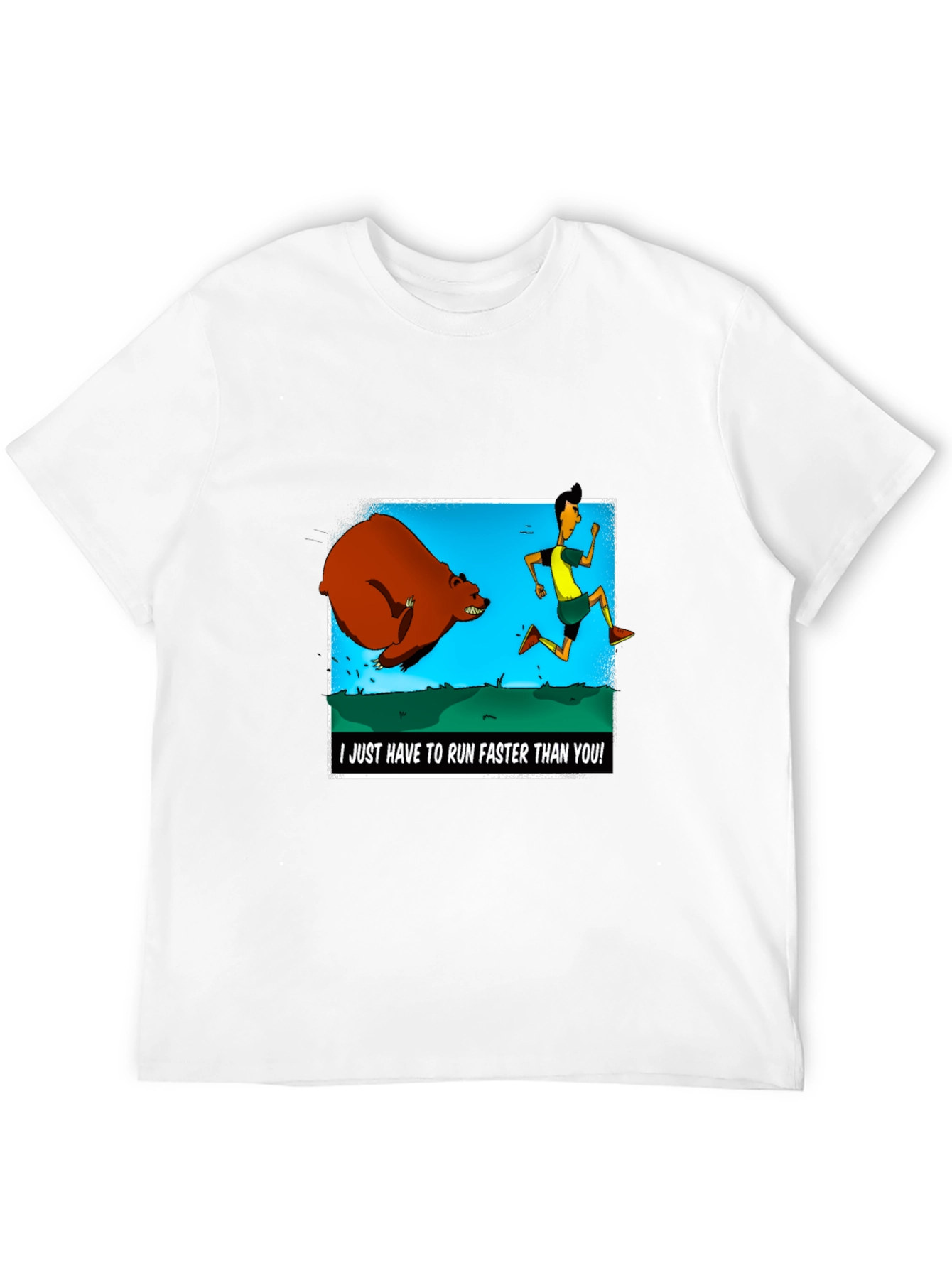 Black Run Faster Than You T-Shirt: Bear Chase Graphic Tee view 12