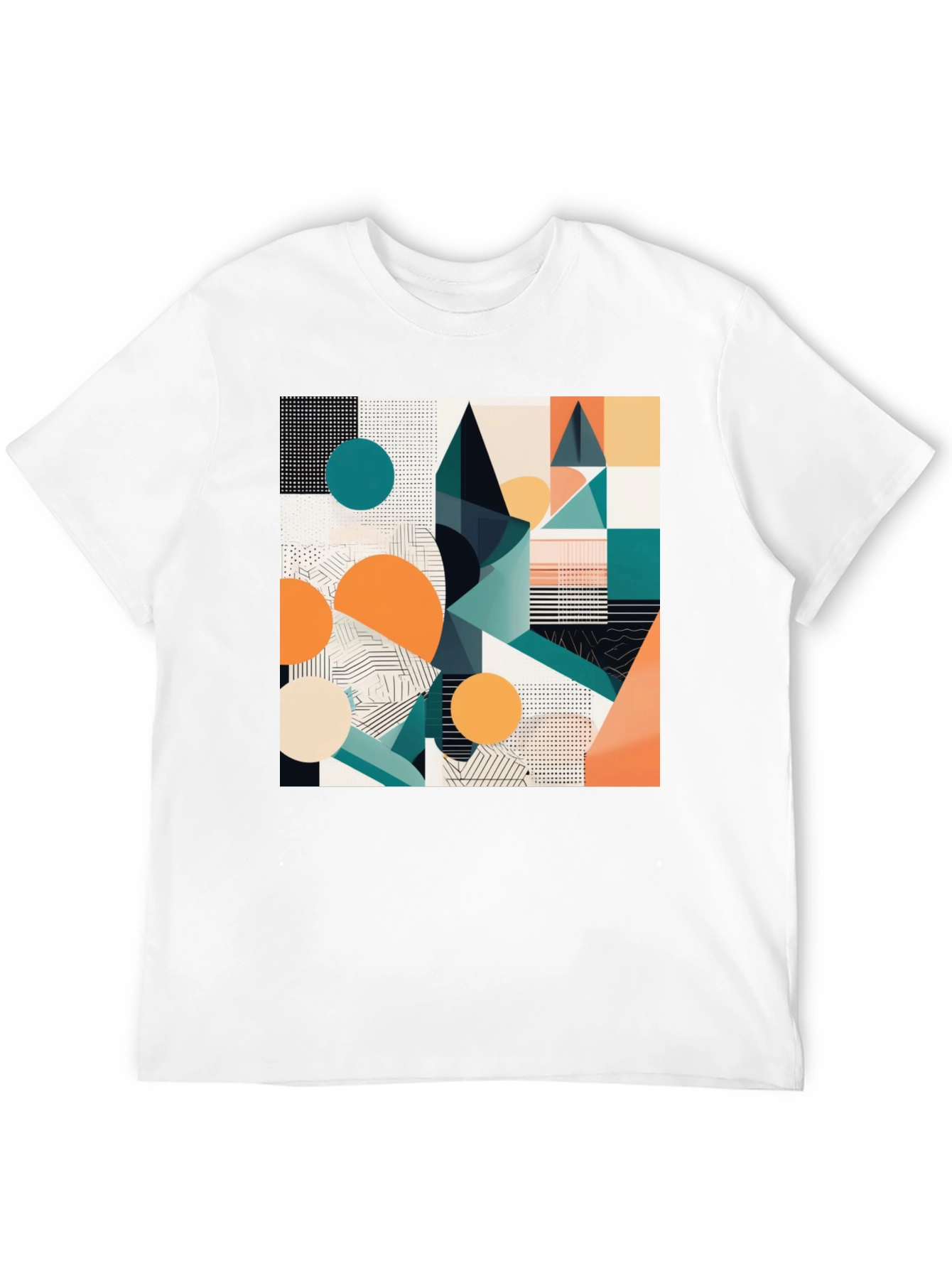 Black Abstract Geometric Print Black T-Shirt view 12