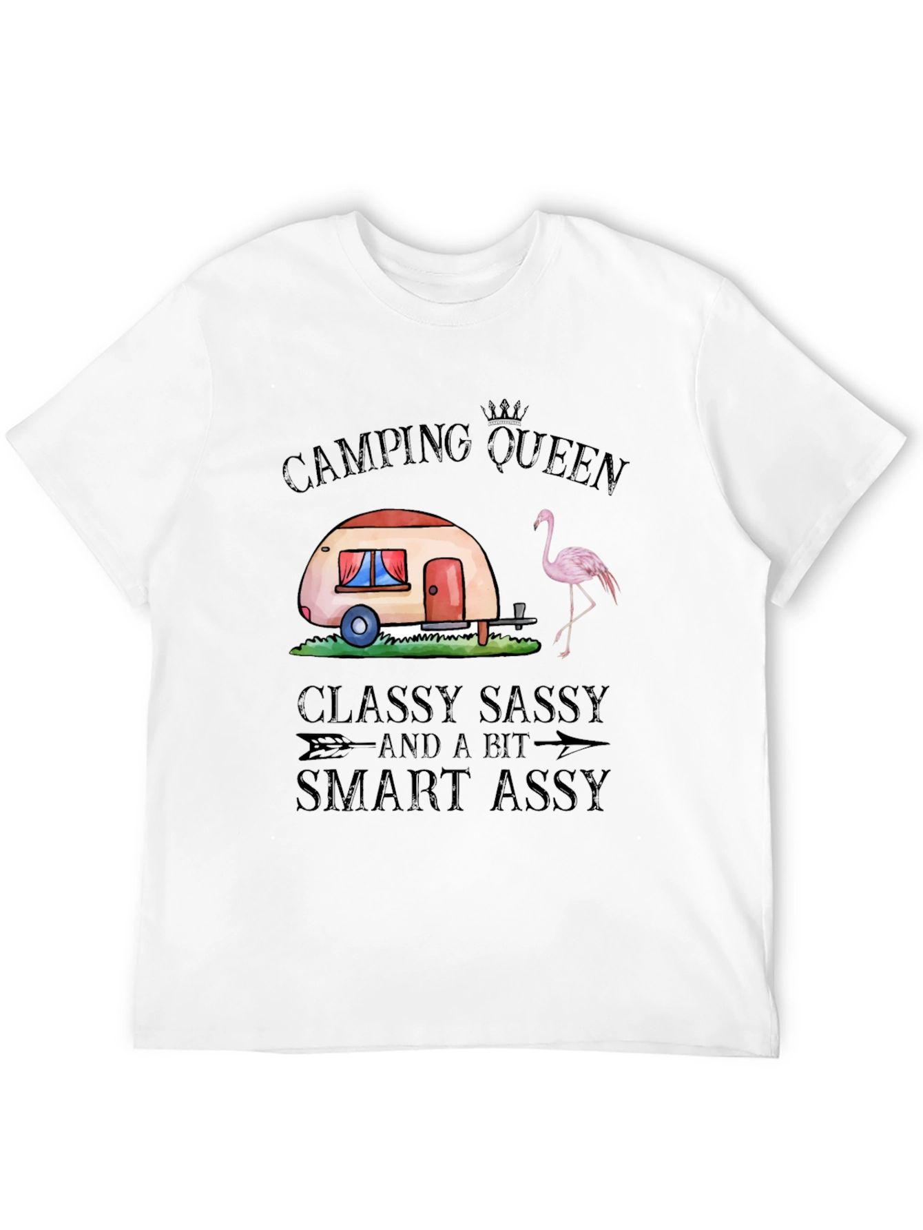 Black Camping Queen Graphic T-Shirt, Classy Sassy Smart Assy view 12