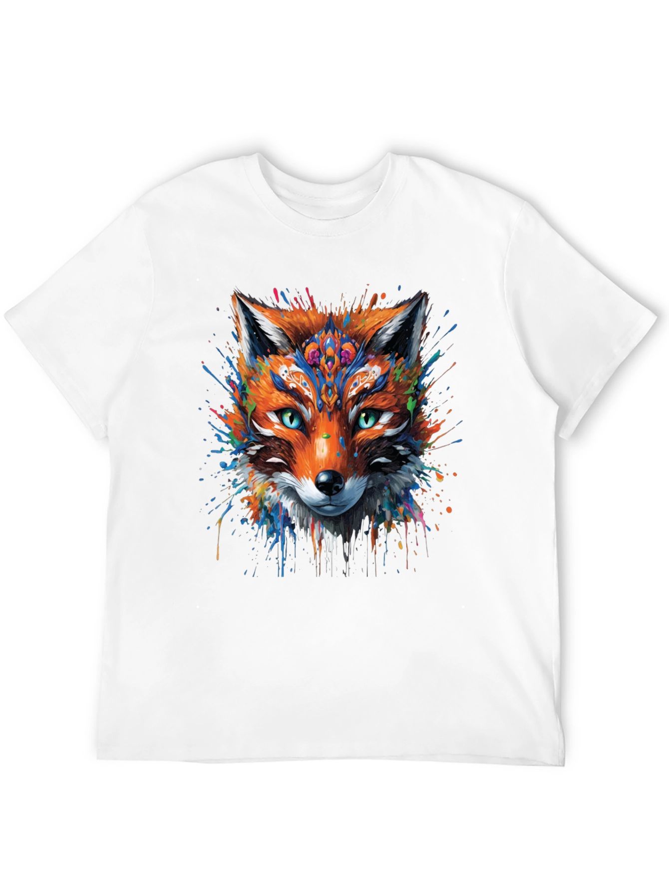 Black Abstract Fox Graphic Black T-Shirt view 12