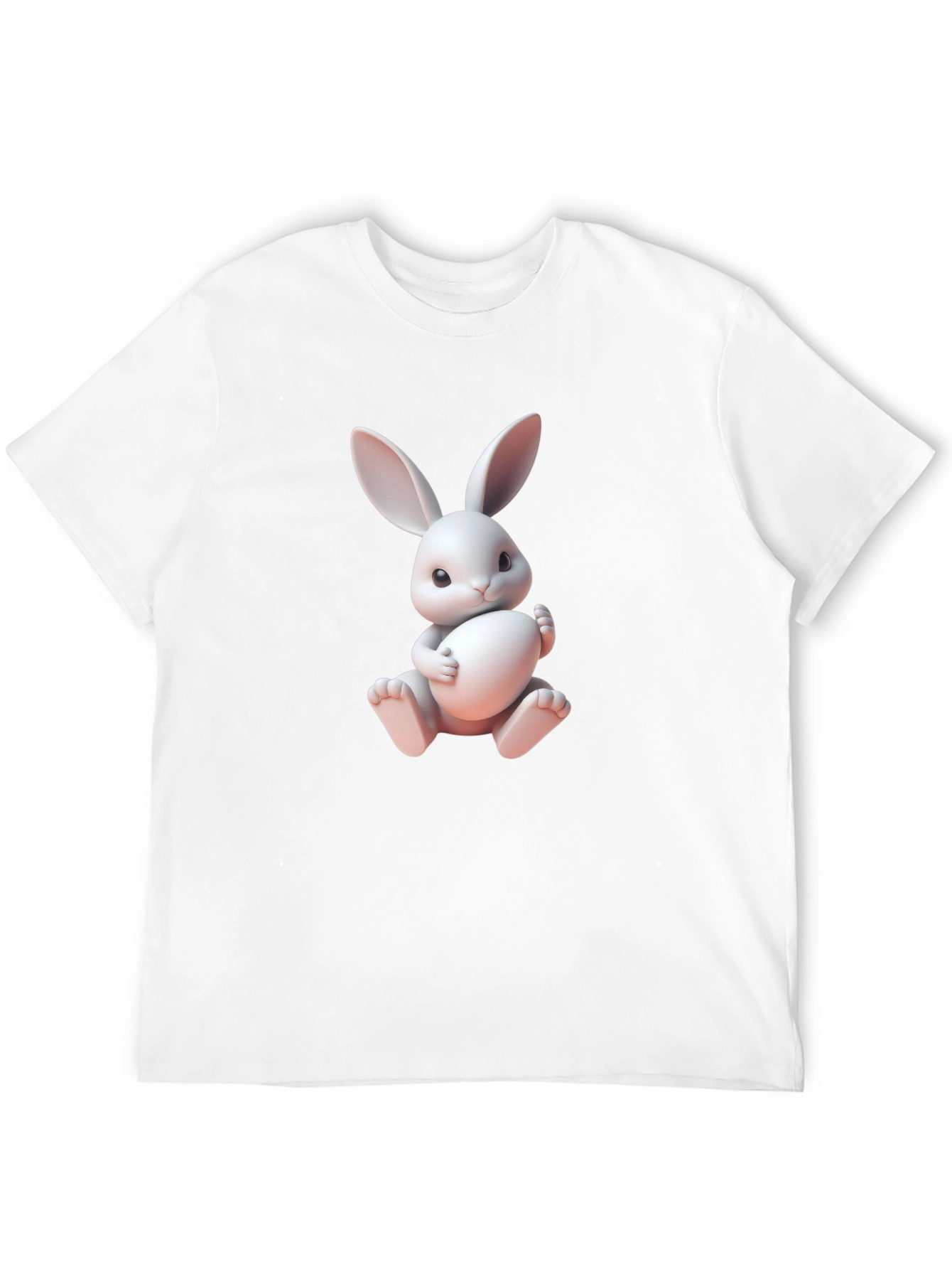 Black Cute Bunny Graphic Tee - Soft Cotton Blend view 12