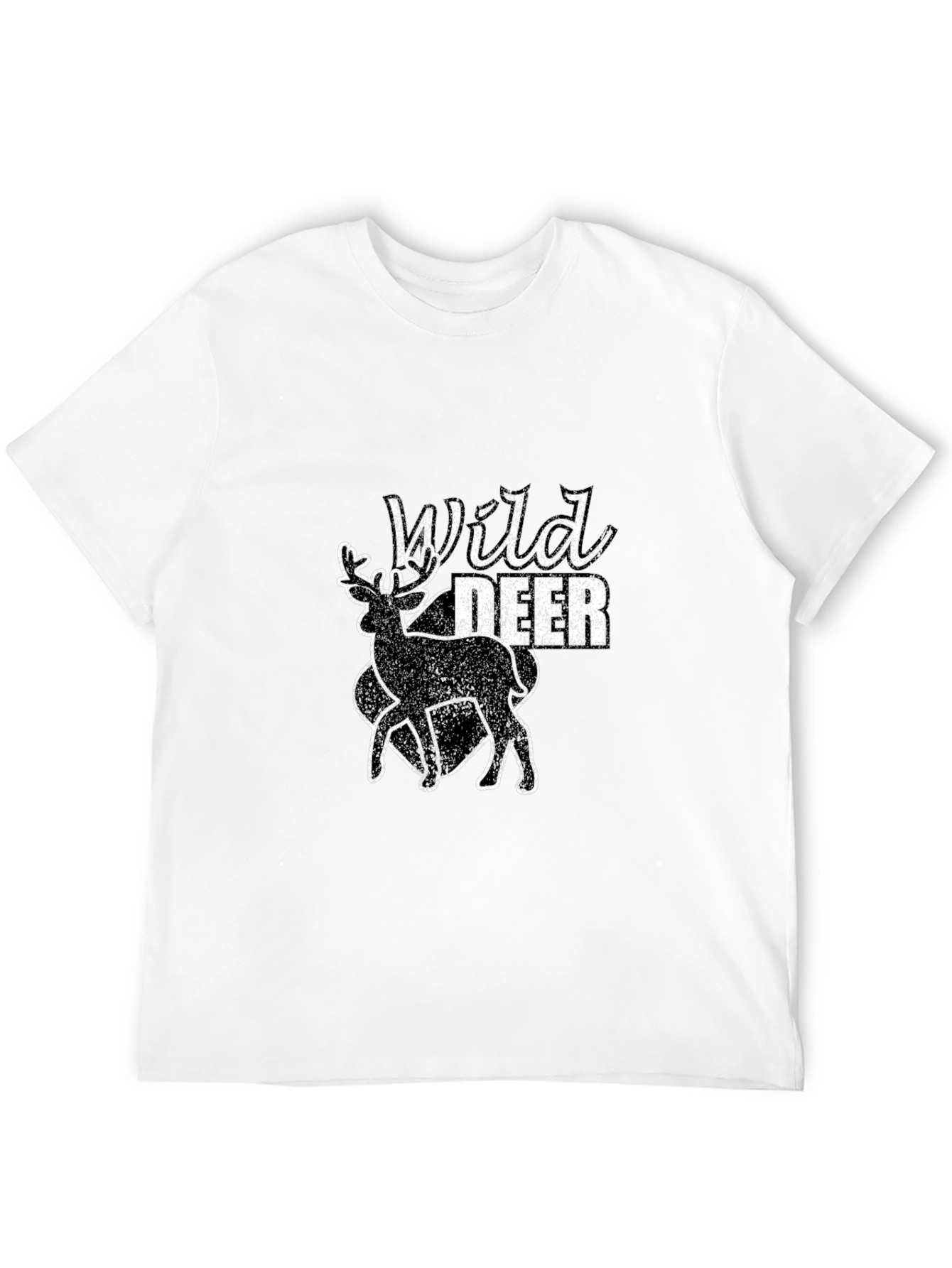 Black Wild Deer Graphic Black T-Shirt view 12