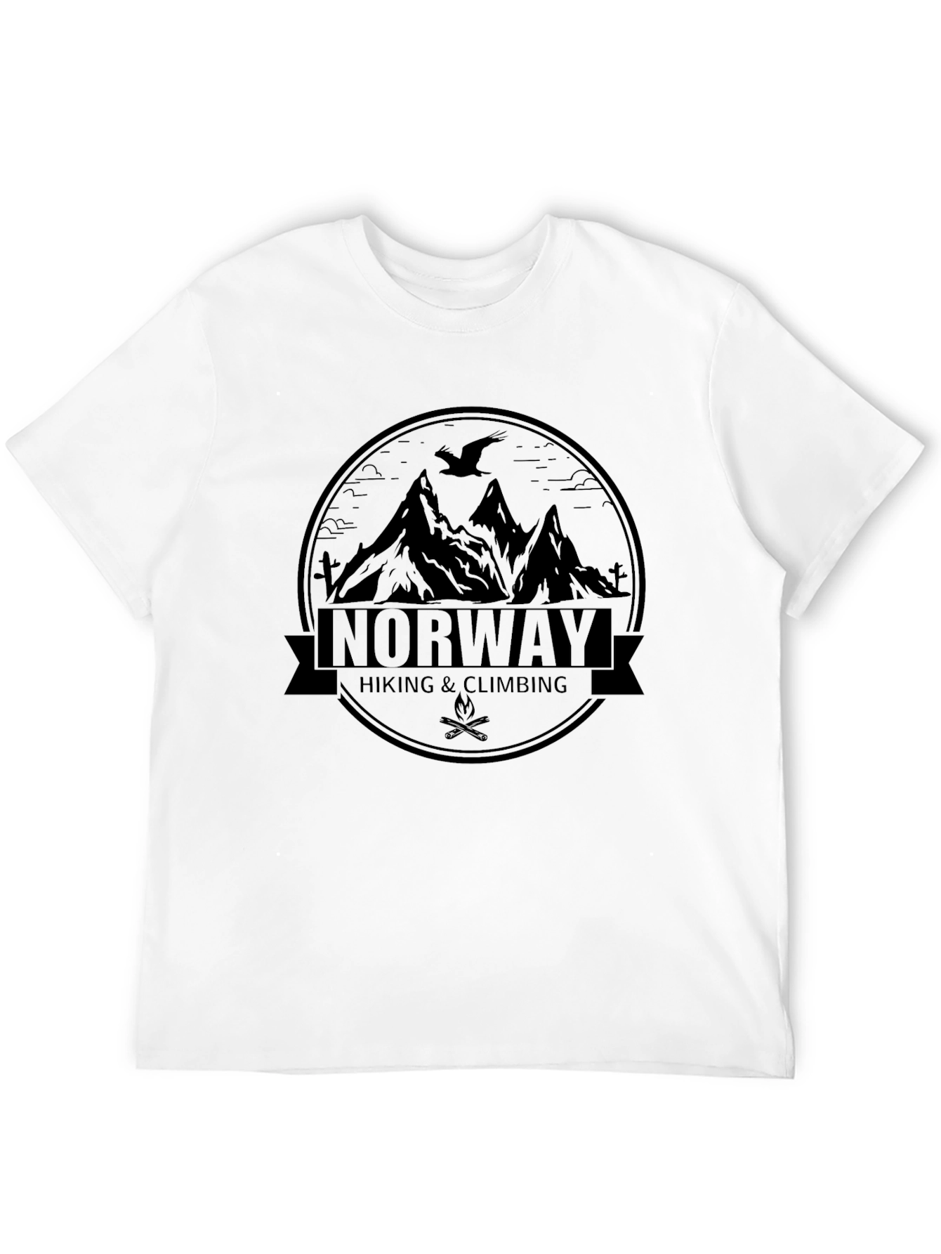 Black Norway Hiking Climbing Graphic Black T-Shirt view 12