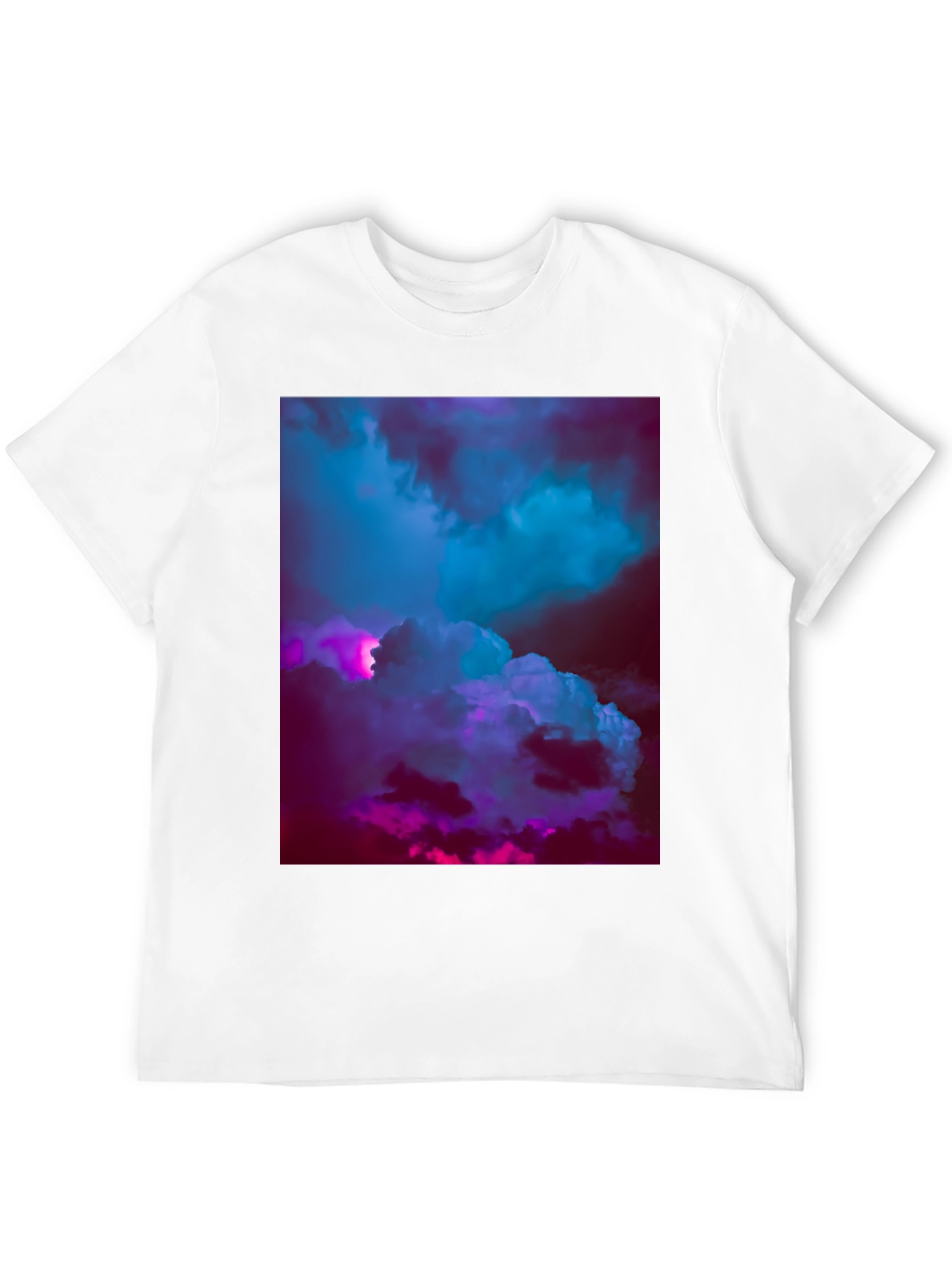 Black Vaporwave Clouds Graphic Tee - Black Cotton T-Shirt view 12
