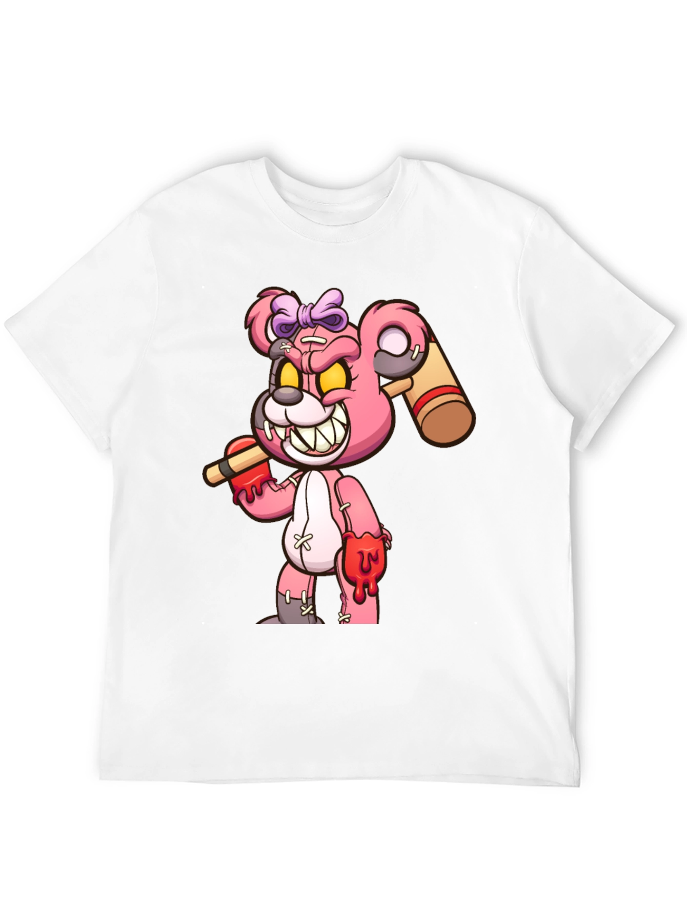 Black Scary Bloody Teddy Bear Graphic T-Shirt view 12
