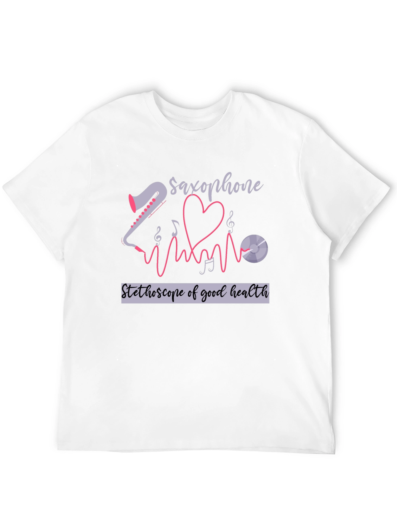 Black Saxophone Stethoscope Health T-Shirt view 12