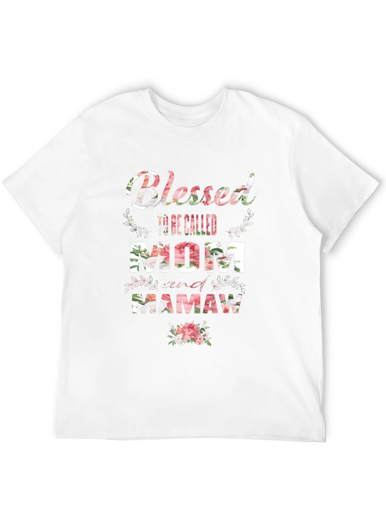 Black Blessed Mom and Mamaw Floral T-Shirt view 12