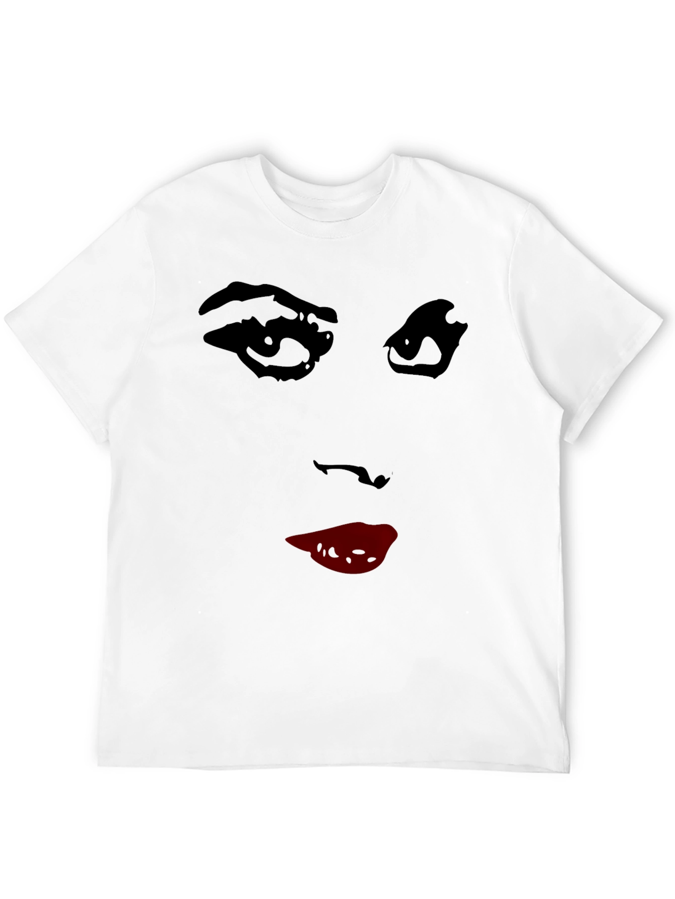 Black Abstract Face Graphic Tee - Stylish Crew Neck T-Shirt view 12