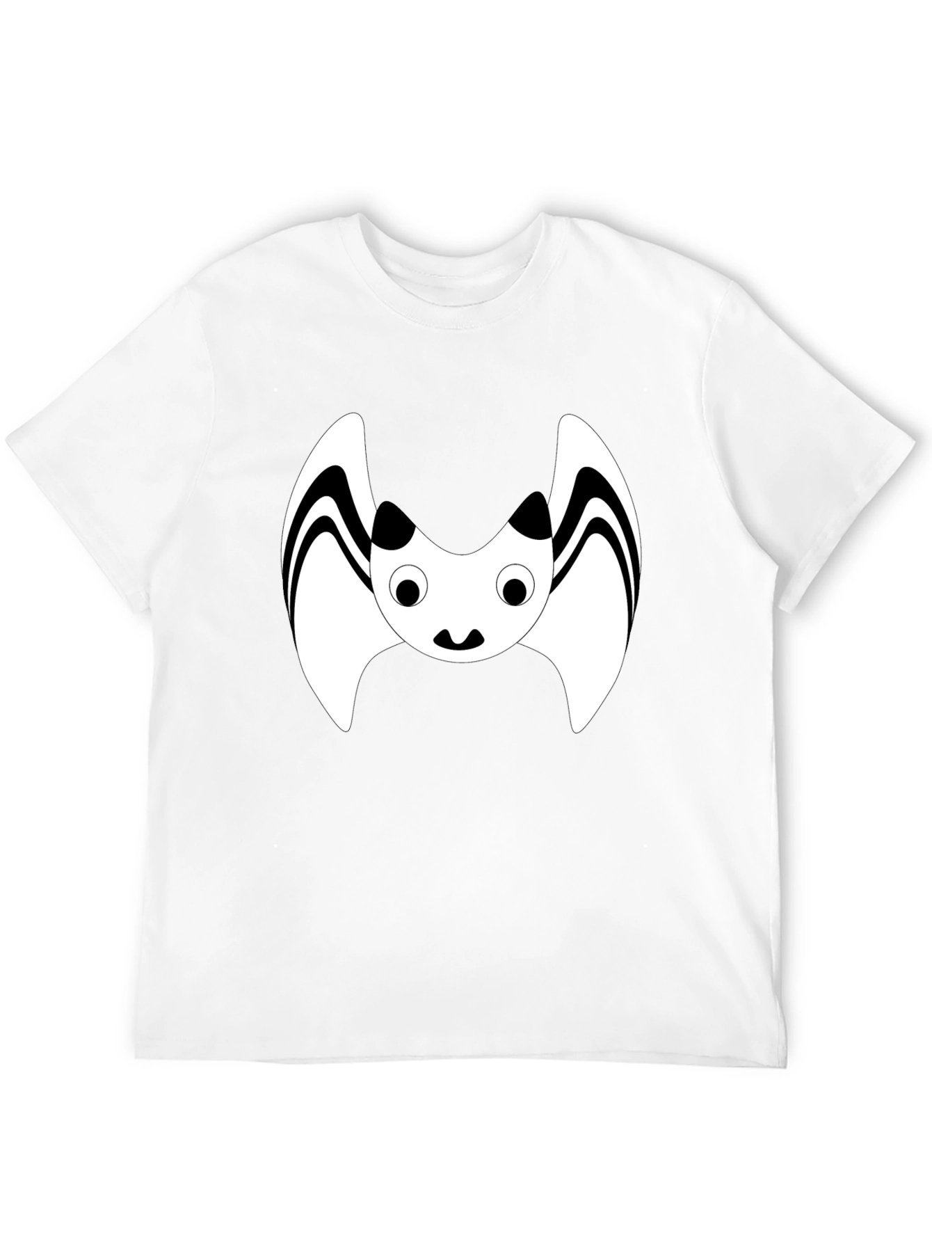 Black Cute Cartoon Bat Graphic Black T-Shirt view 12