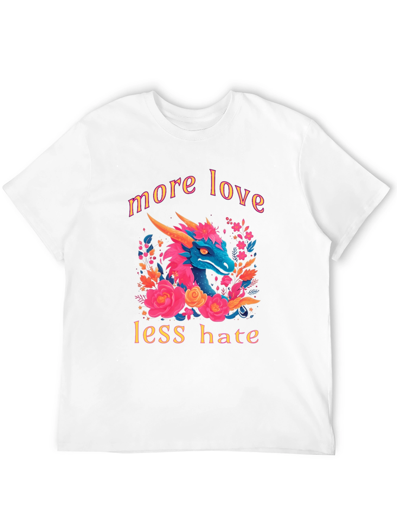 Black Dragon Love T-Shirt - More Love Less Hate Graphic Tee view 12