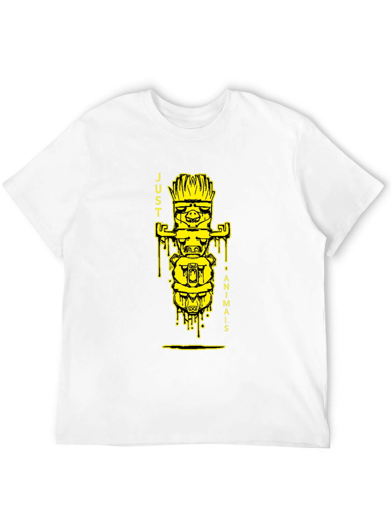 Black Black T-Shirt with 'Just 0 Animais' Totem Design view 12
