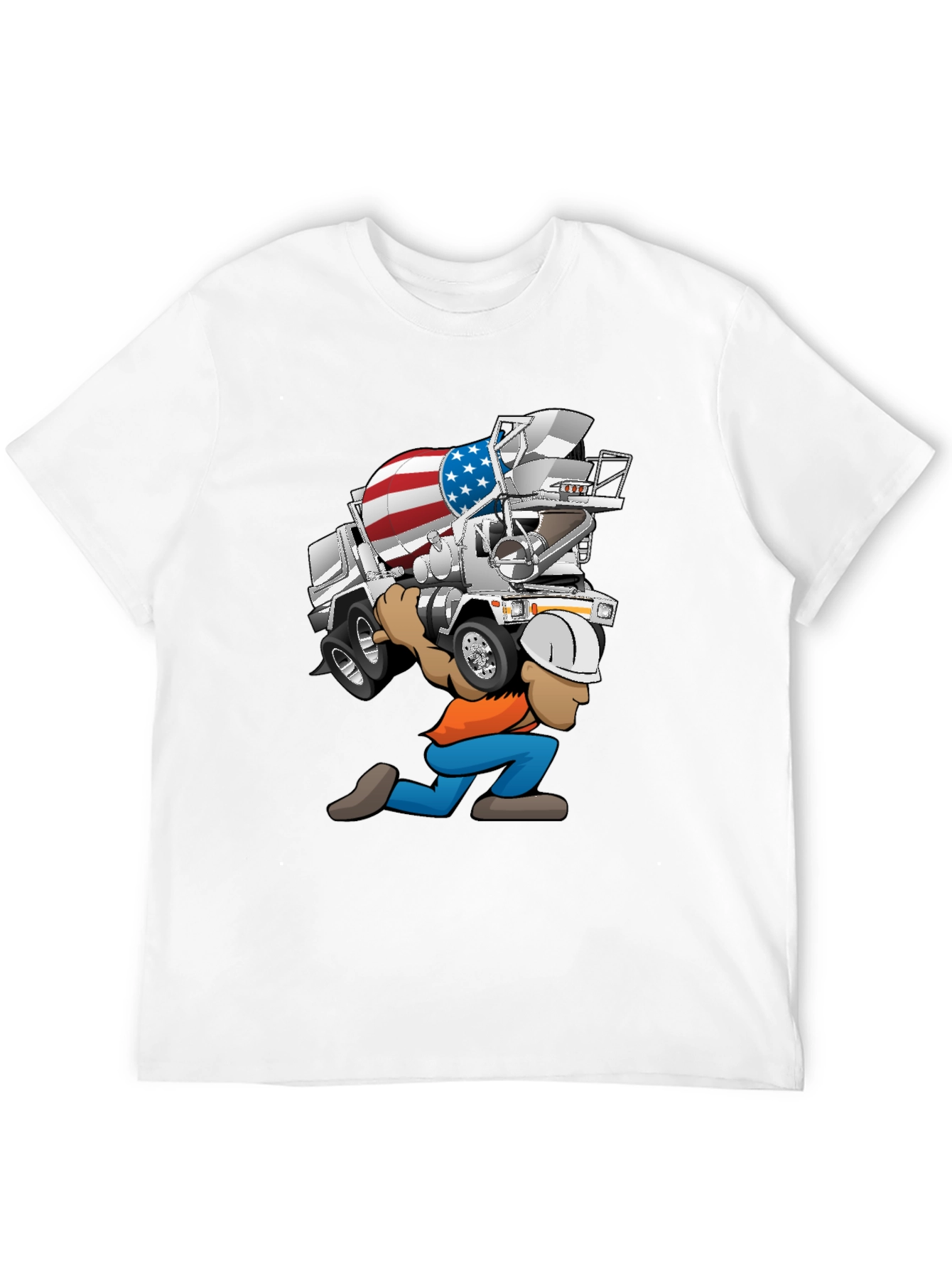 Black USA Cement Truck Cartoon T-Shirt view 12