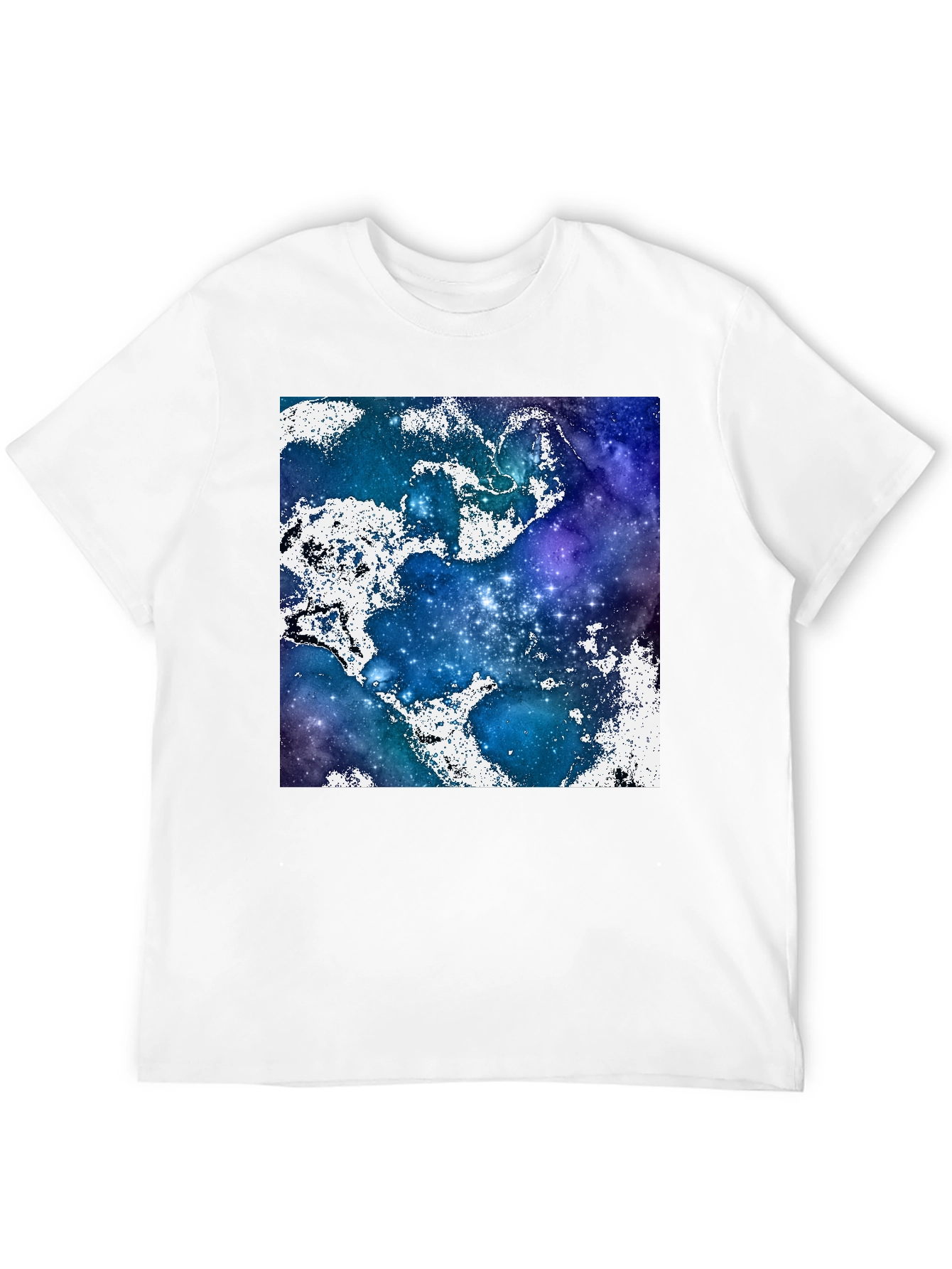 Black Galaxy Print Crew Neck T-Shirt view 12