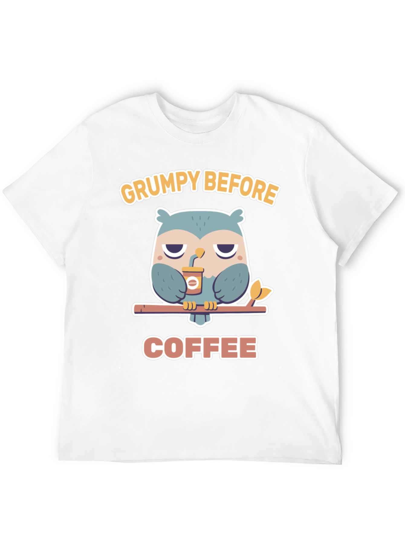 Black Grumpy Before Coffee Owl Graphic Tee view 12