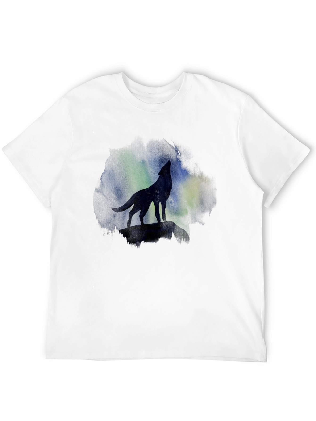 Black Wolf Howling at Aurora Borealis T-Shirt view 12