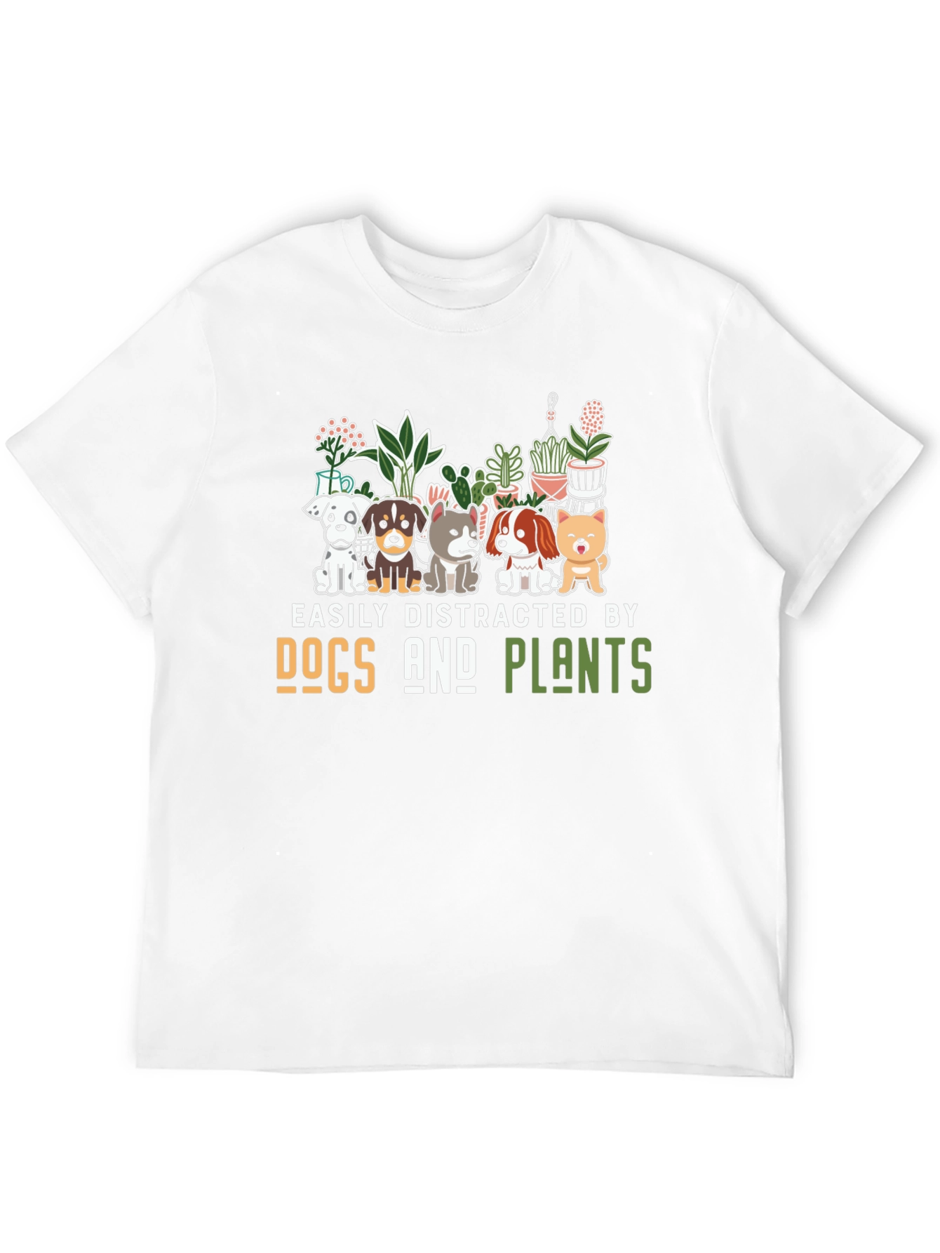 Black Easily Distracted by Dogs and Plants T-Shirt view 12