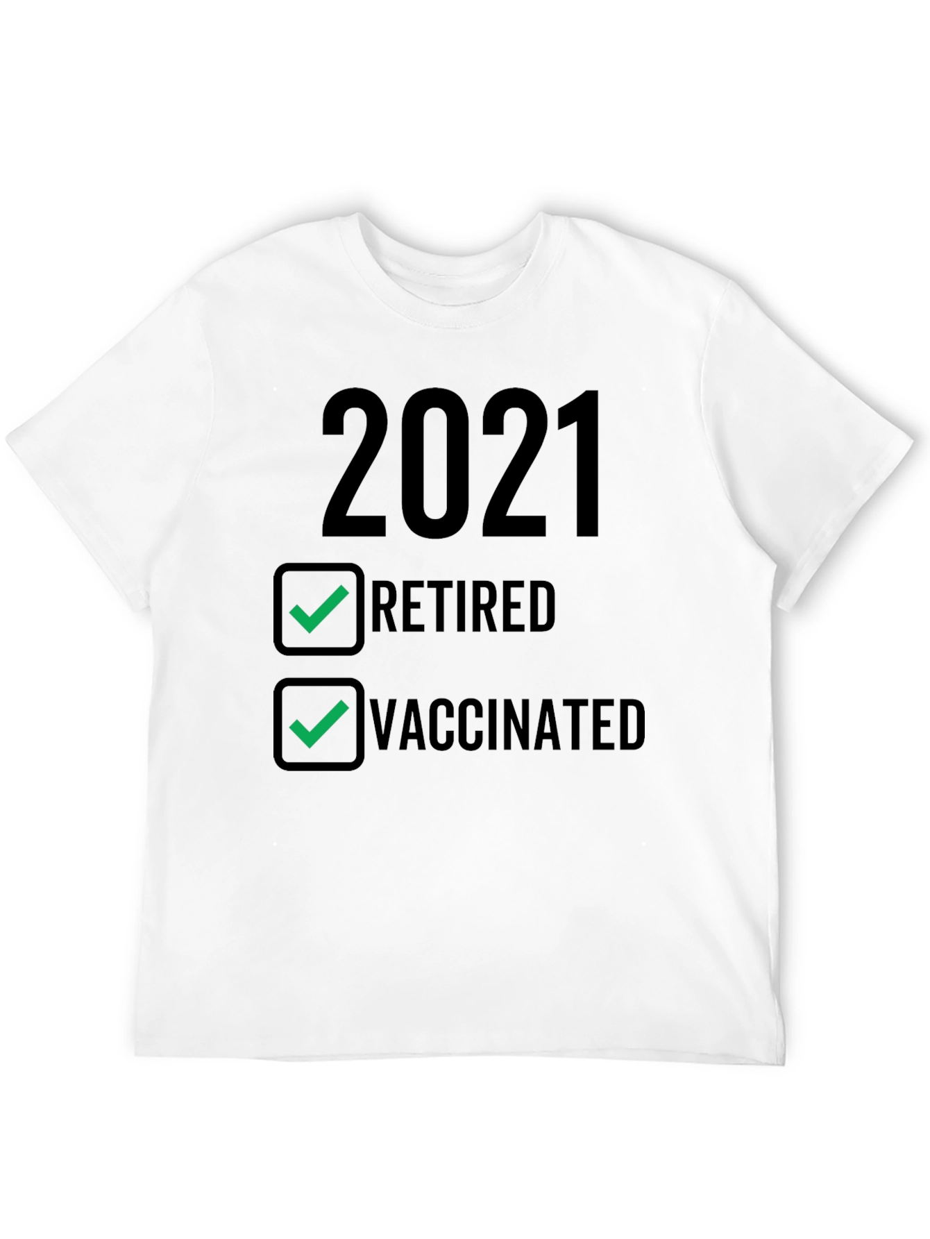 Black 2021 Retired & Vaccinated T-Shirt view 12
