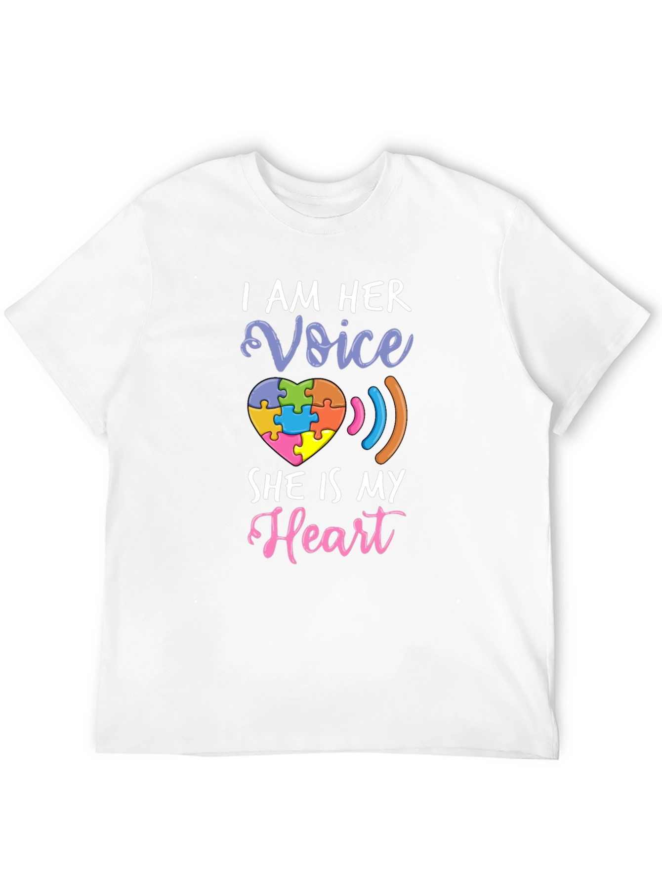 Black Autism Awareness T-Shirt - I Am Her Voice, She Is My Heart view 12