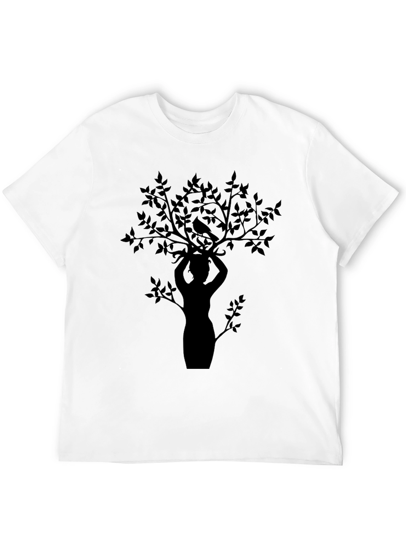 Black Nature Silhouette Graphic Tee - Black Cotton Blend view 12