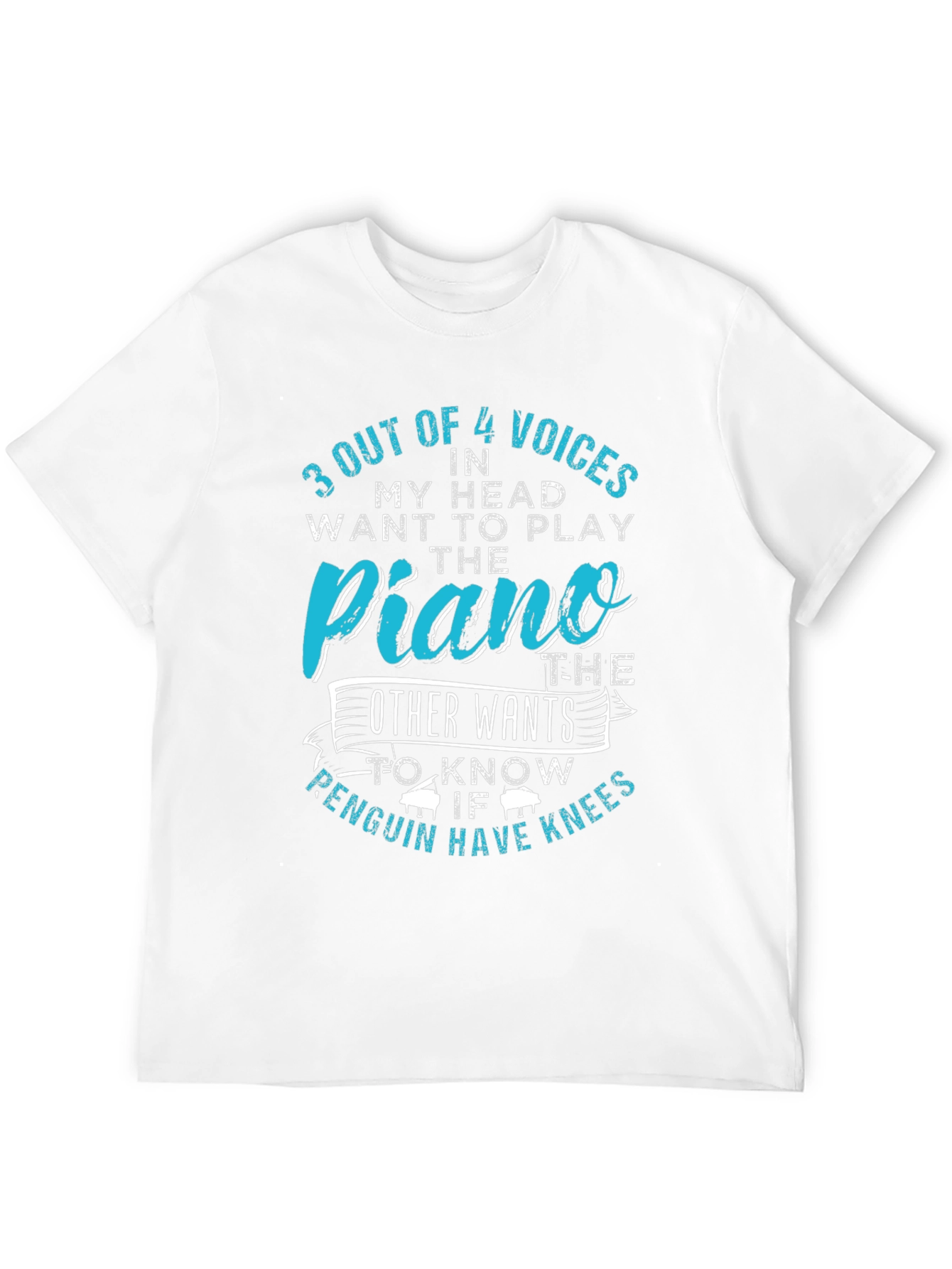 Black Funny Piano Penguin T-Shirt view 12